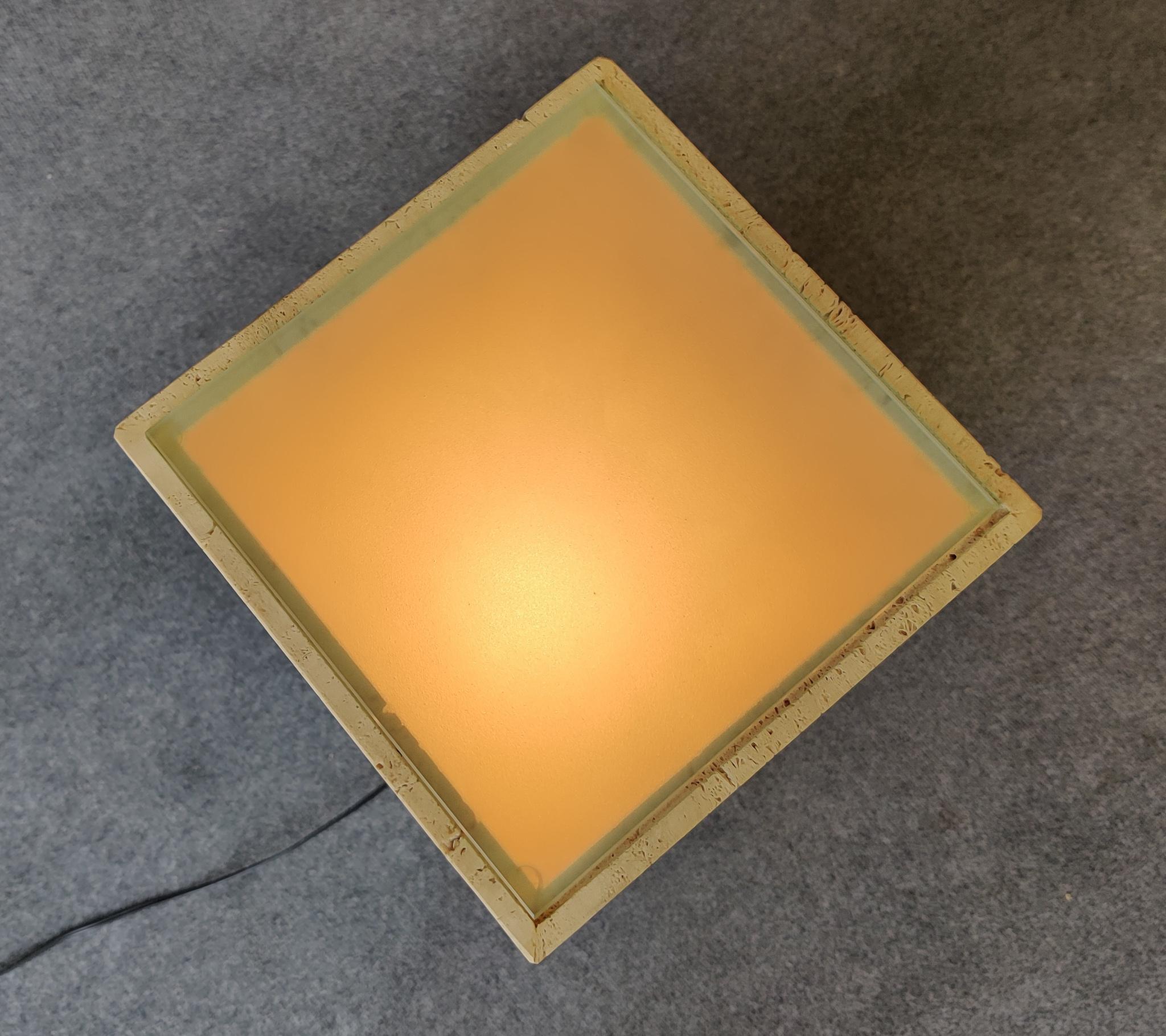 Post-Modern Italian Travertine Marble Illuminated Pedestal by Maurice Villency 1