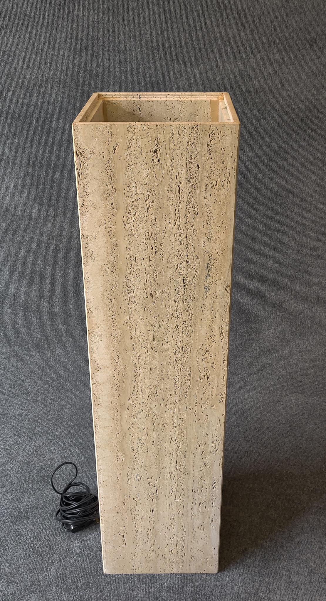 Post-Modern Italian Travertine Marble Illuminated Pedestal by Maurice Villency 3