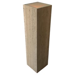 Post-Modern Italian Travertine Marble Illuminated Pedestal by Maurice Villency