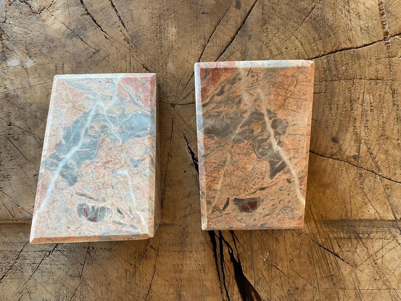 Post-Modern Post Modern Italian Triangular Pink Marble Bookends