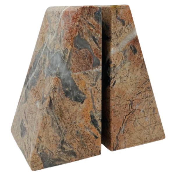 Post Modern Italian Triangular Pink Marble Bookends