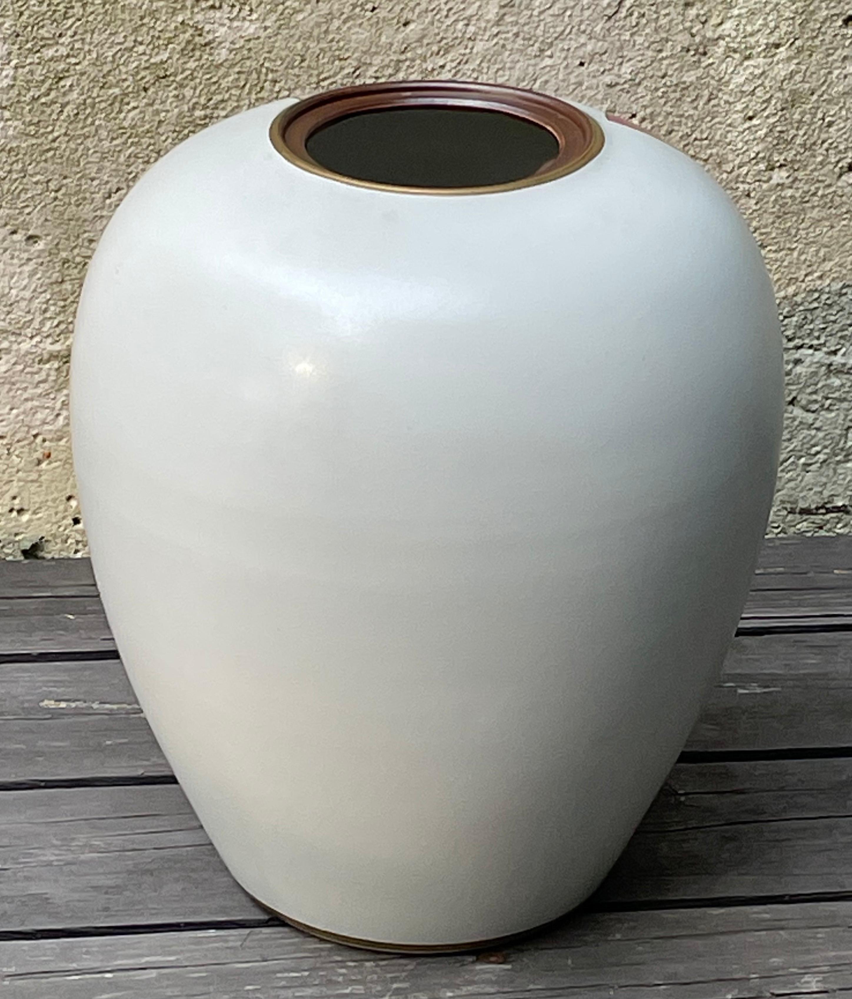 Post Modern Japanese Ceramic Porcelain Planter Vase, Colorful Geometric Pattern In Good Condition For Sale In Bedford Hills, NY