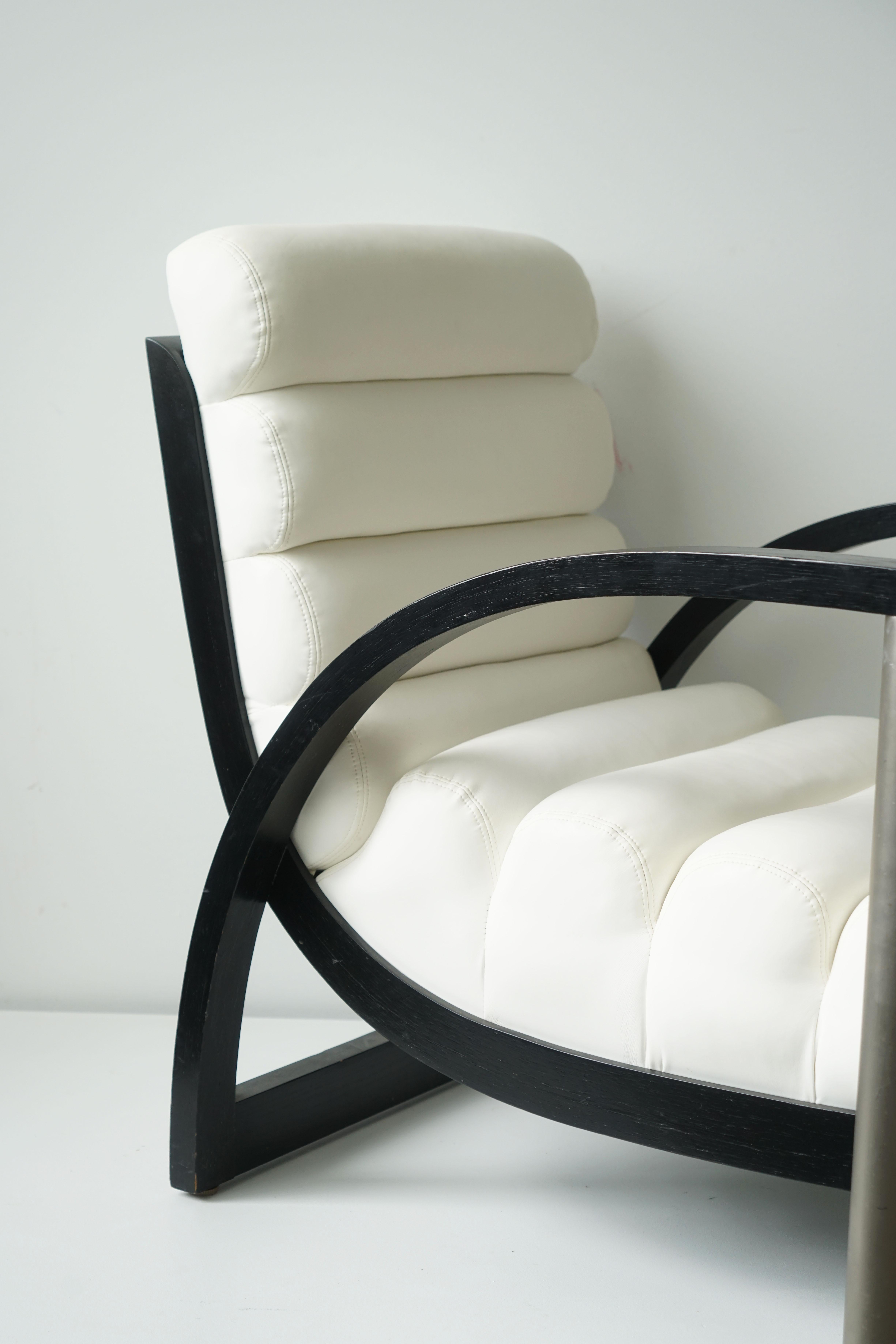 Post Modern Jay Spectre Eclipse Lounge Chair in White Leather for Century 6