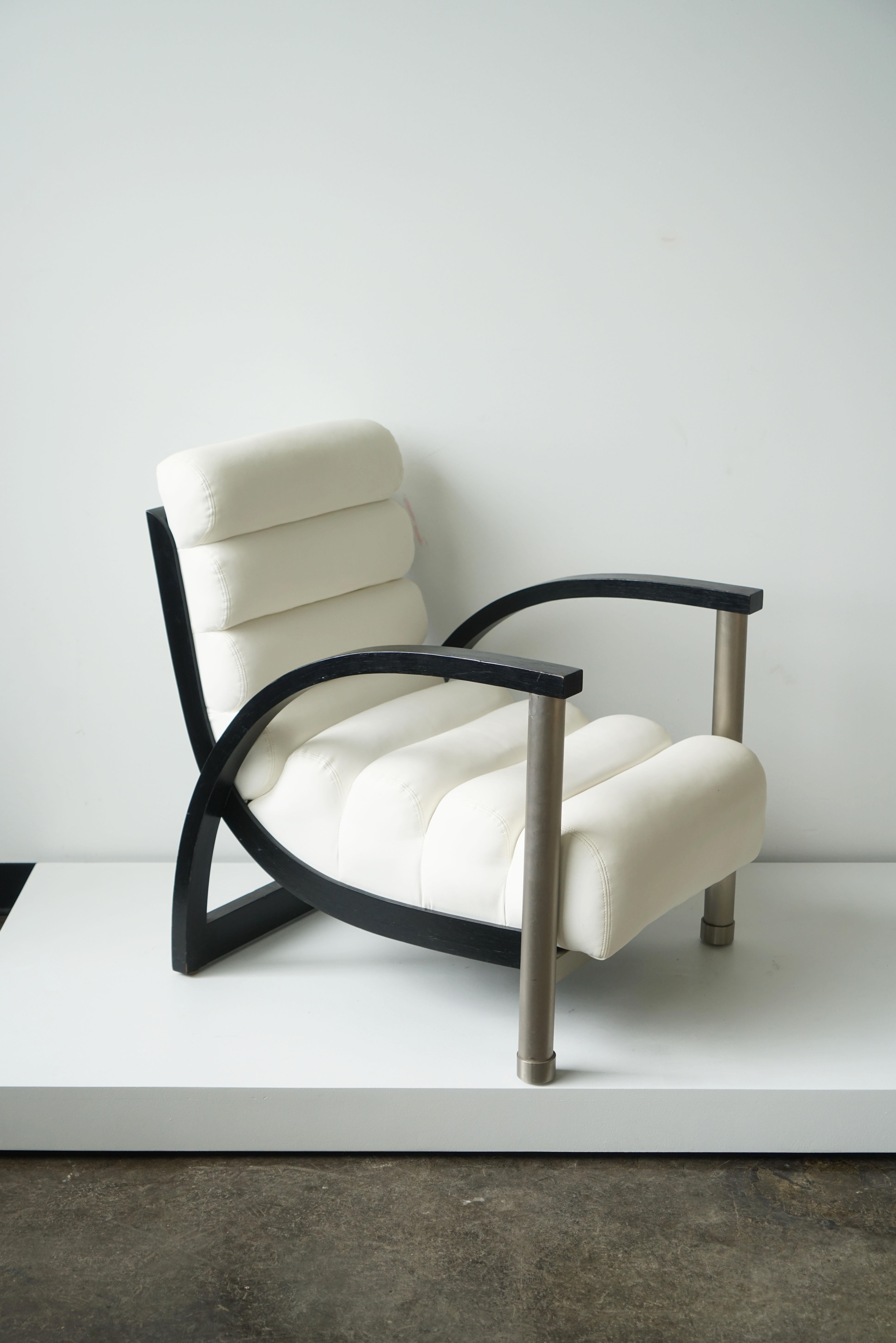 Post Modern Jay Spectre Eclipse Lounge Chair in White Leather for Century 8