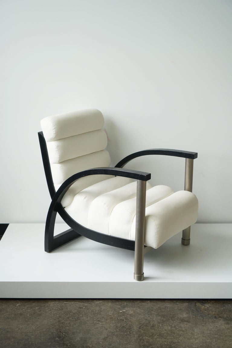 Post Modern Jay Spectre Eclipse Lounge Chair in White Leather for