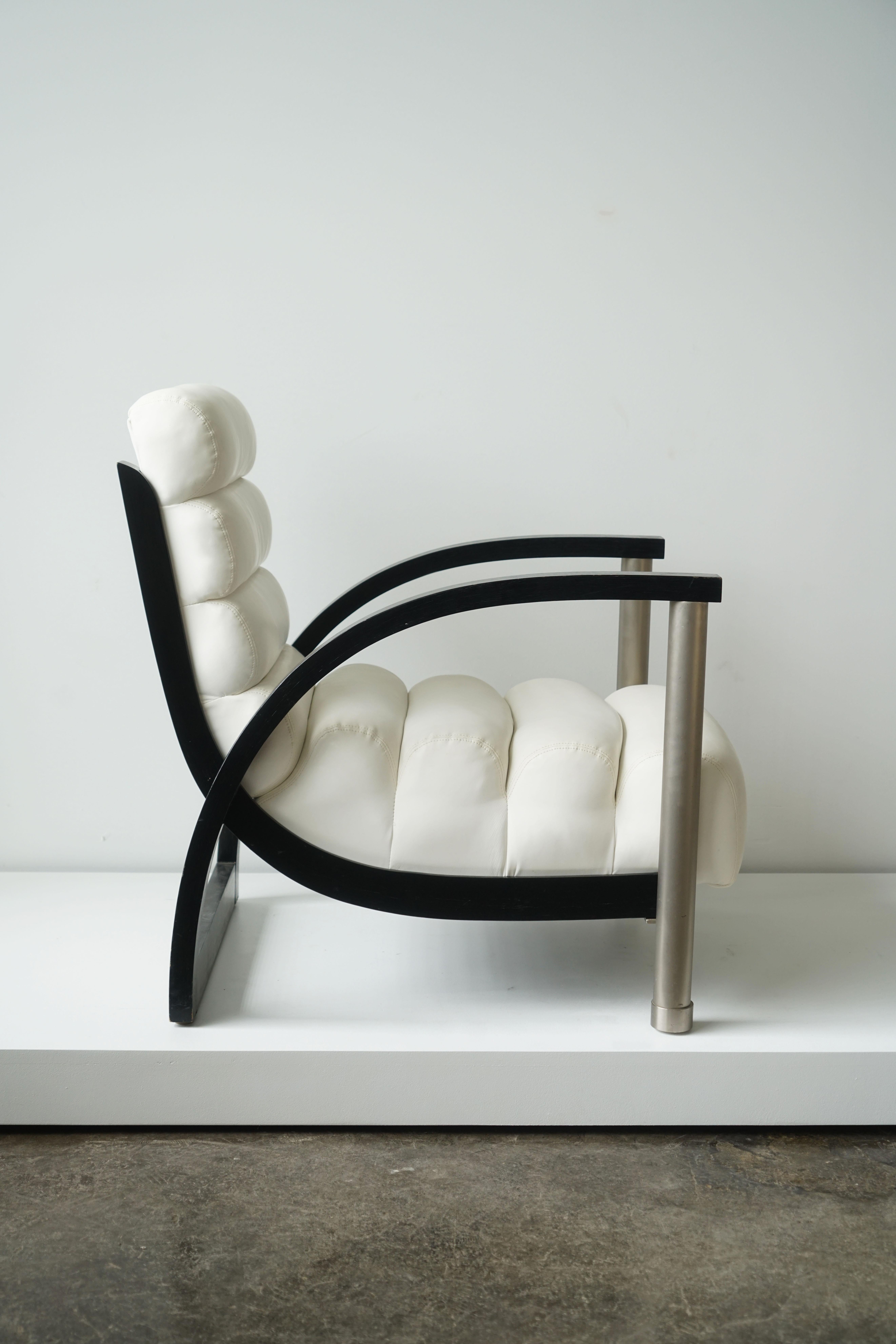 Post-Modern Post Modern Jay Spectre Eclipse Lounge Chair in White Leather for Century