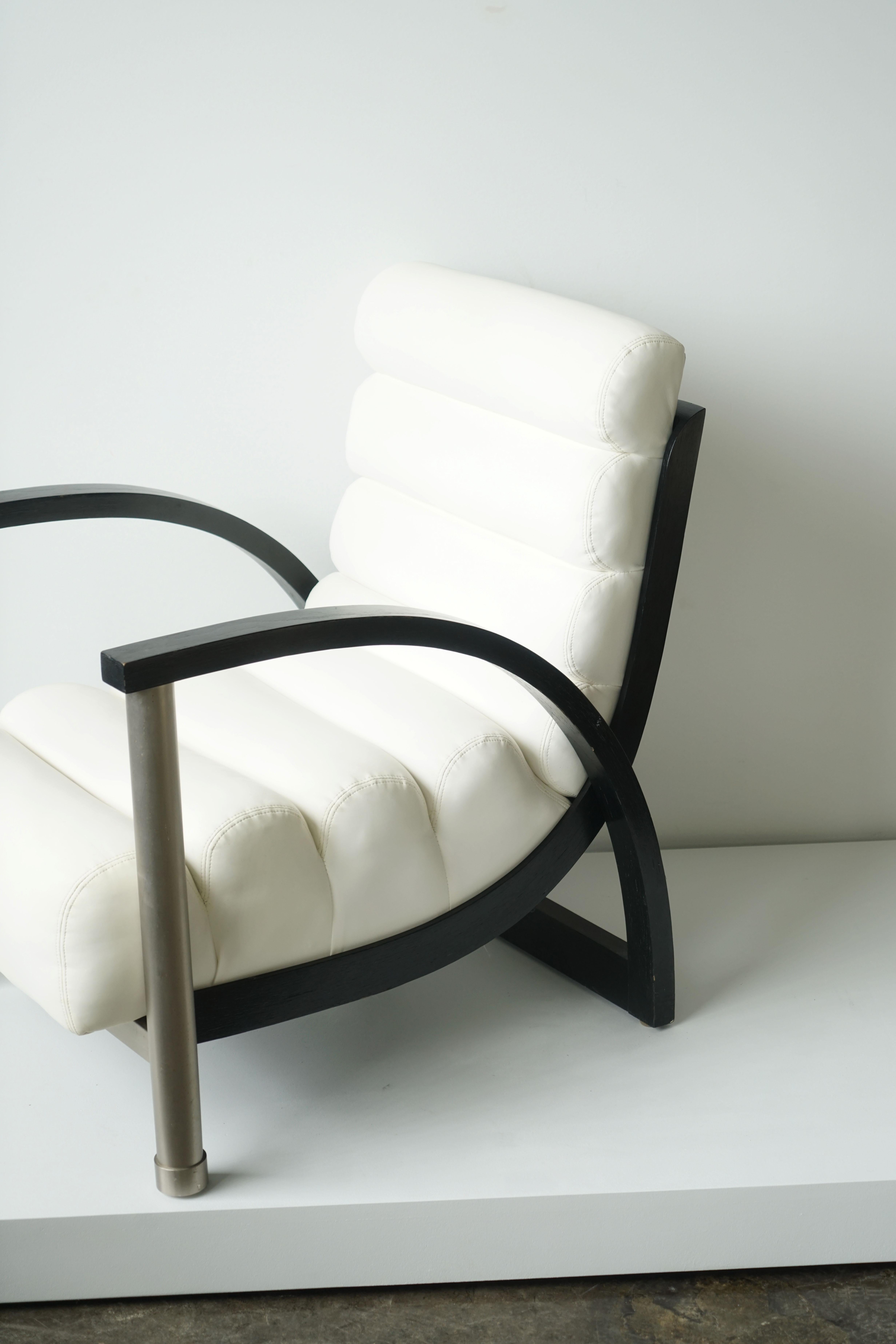 Late 20th Century Post Modern Jay Spectre Eclipse Lounge Chair in White Leather for Century