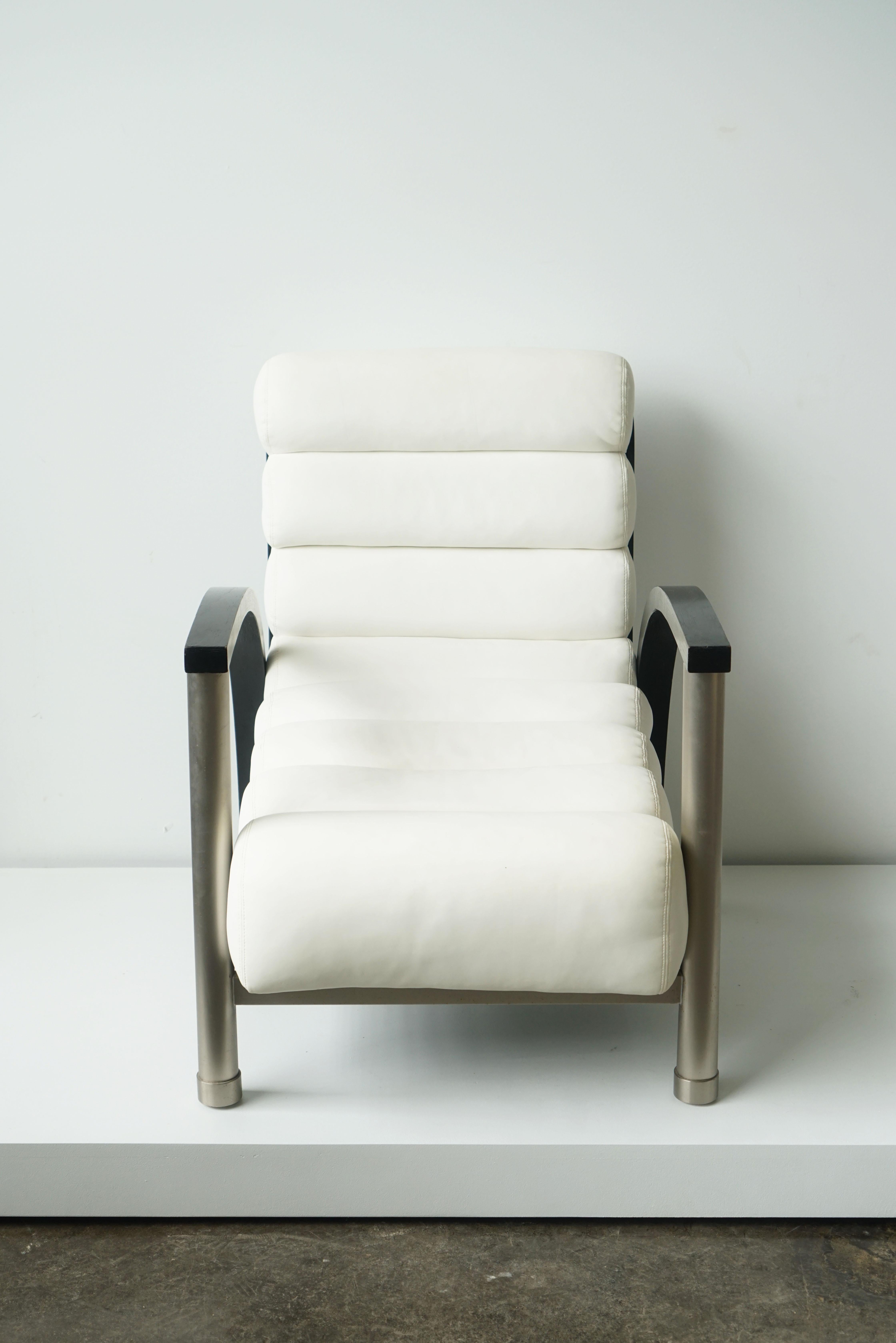 Post Modern Jay Spectre Eclipse Lounge Chair in White Leather for Century 1