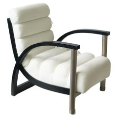 Post Modern Jay Spectre Eclipse Lounge Chair in White Leather for Century