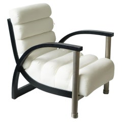 Fauteuil de salon post-moderne Eclipse de Jay Spectre en cuir blanc pour Century 