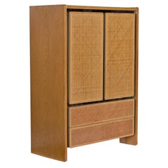 Post Modern John Stuart Chrome Accent Cane Front Gentlemens Dresser Armoire