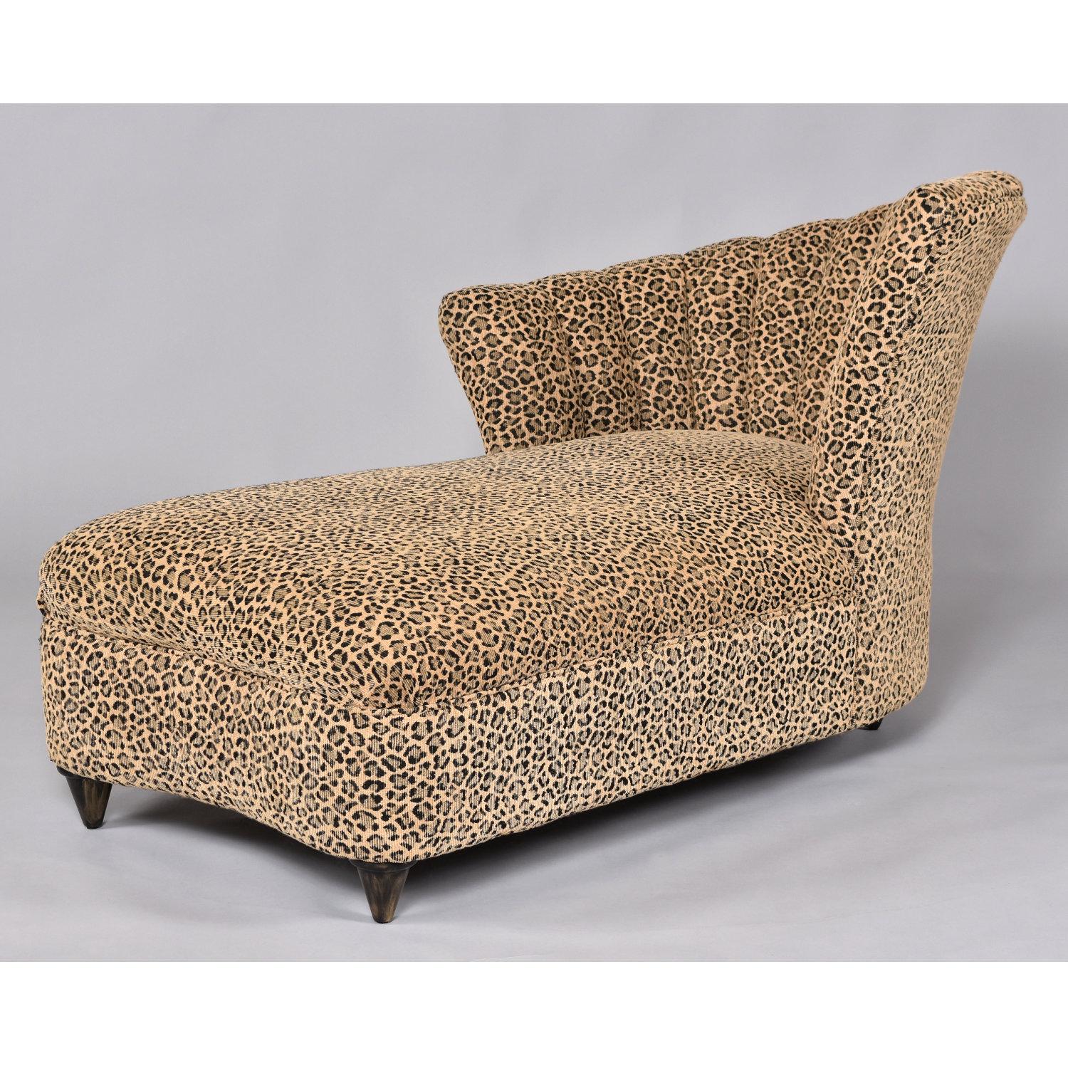 Art Deco Style Fan Back Leopard Print Chaise Lounge For Sale at 1stDibs