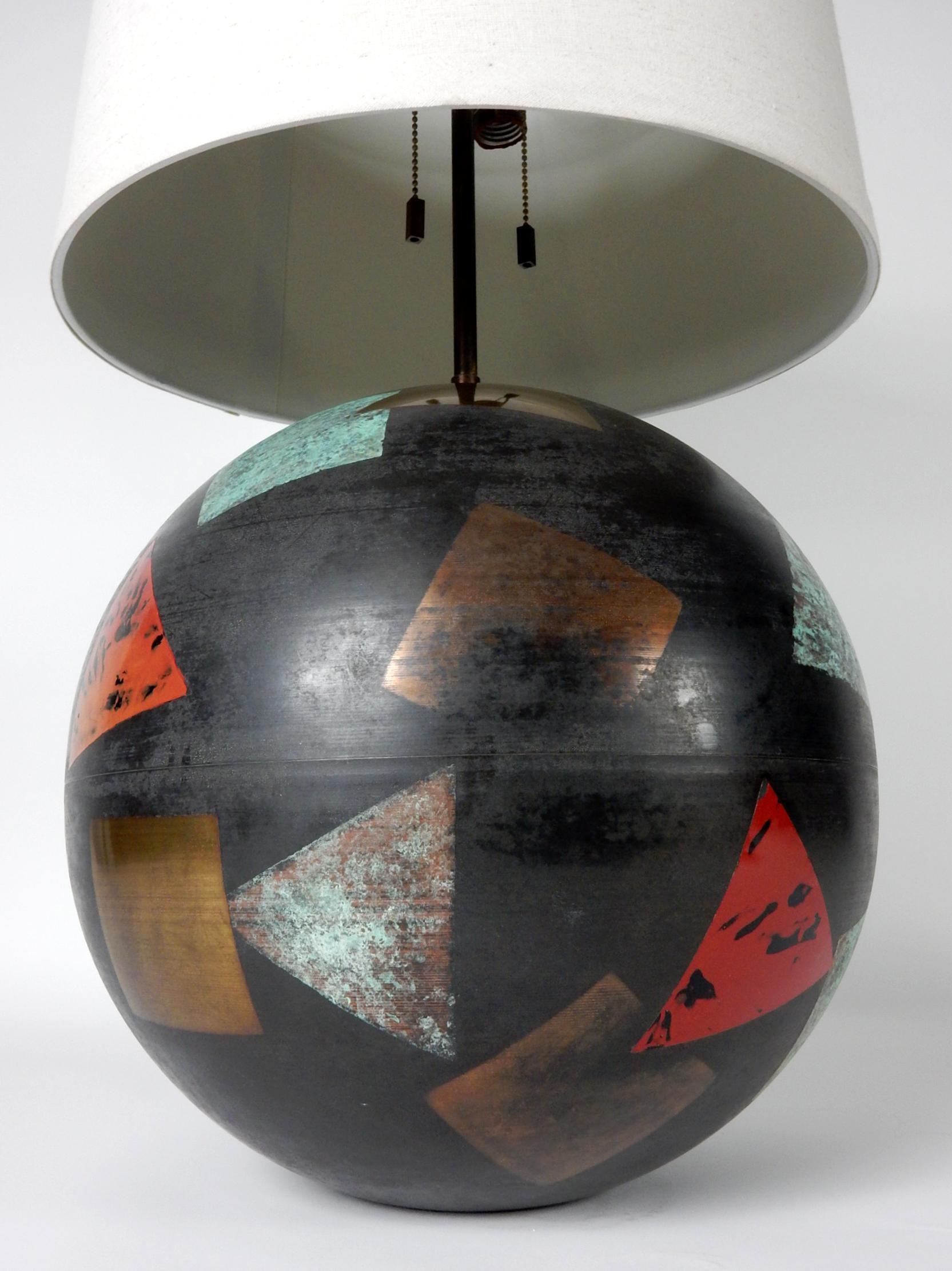 Metal ball lamp, documented by designer Karl Springer.
