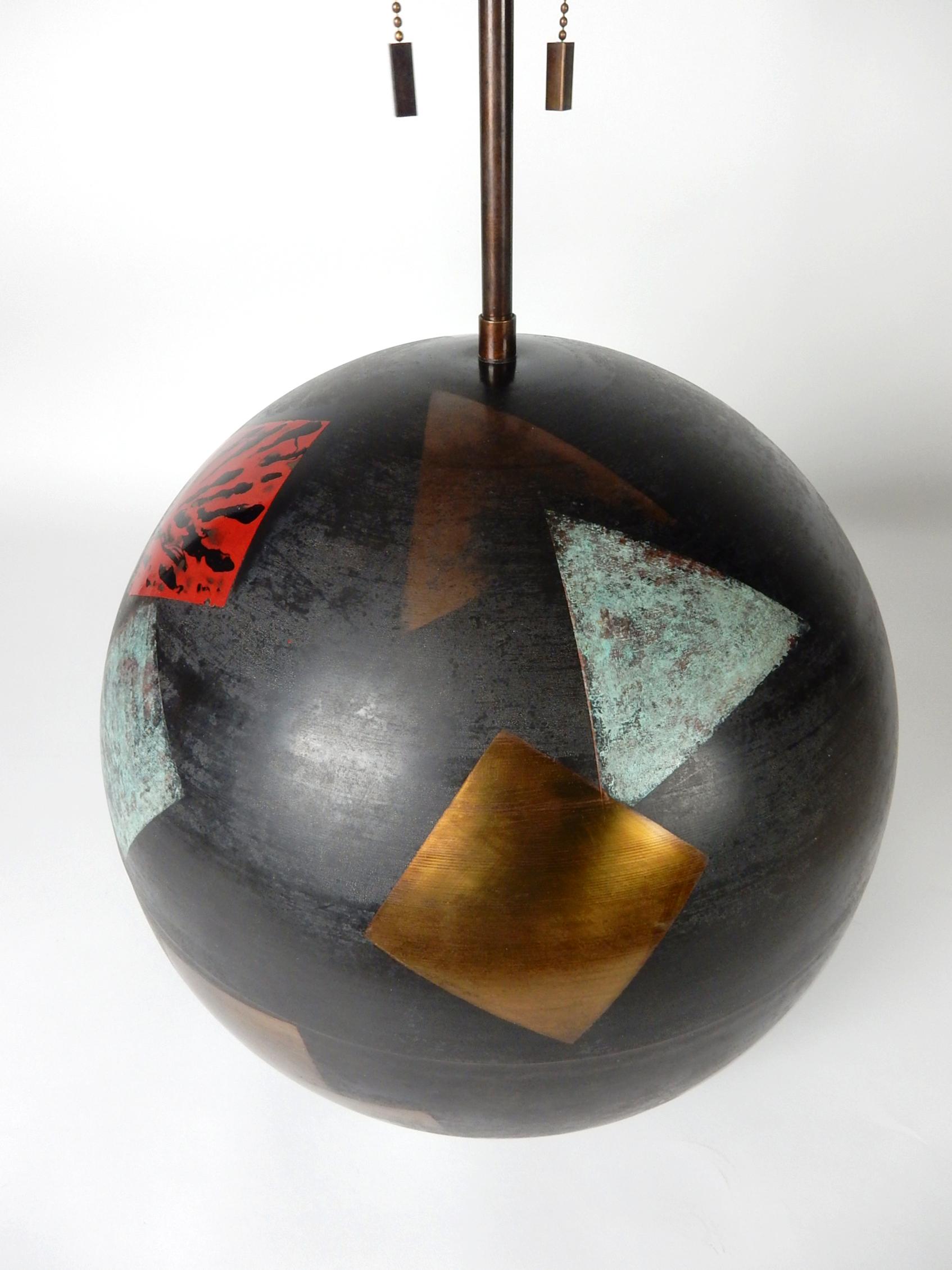 Late 20th Century Postmodern Karl Springer Design Metal Ball Lamp For Sale