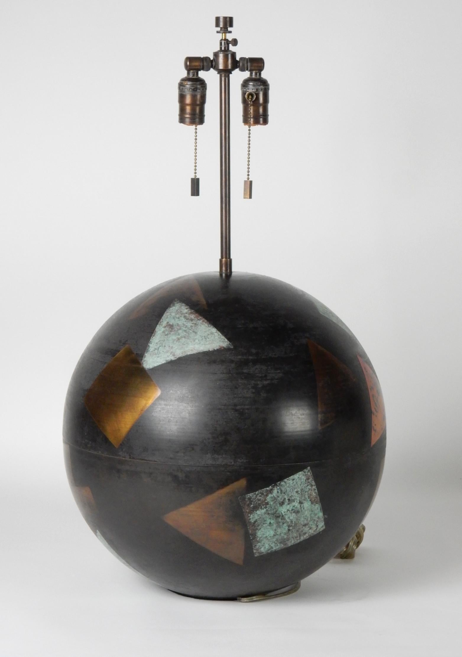 Steel Postmodern Karl Springer Design Metal Ball Lamp For Sale