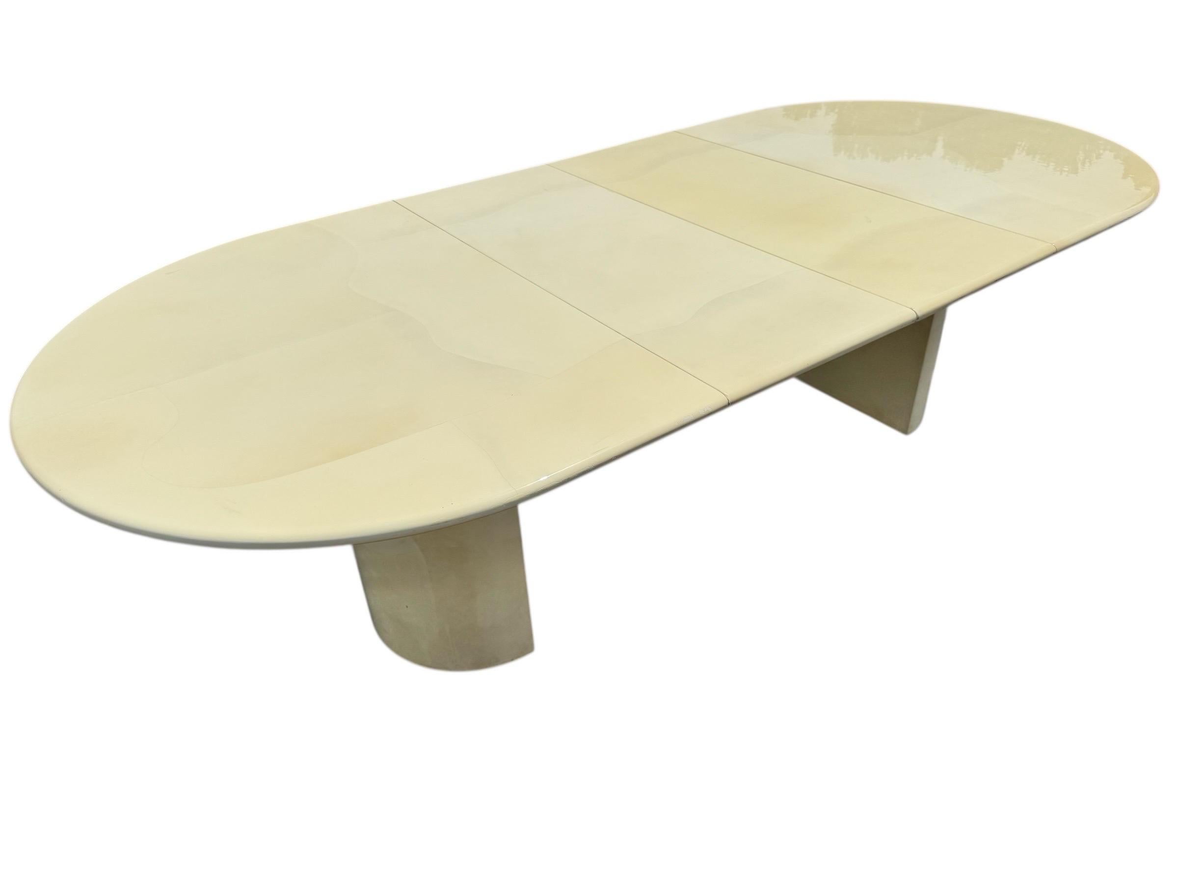 Post Modern Karl Springer Style Lacquered Dining Table For Sale 1