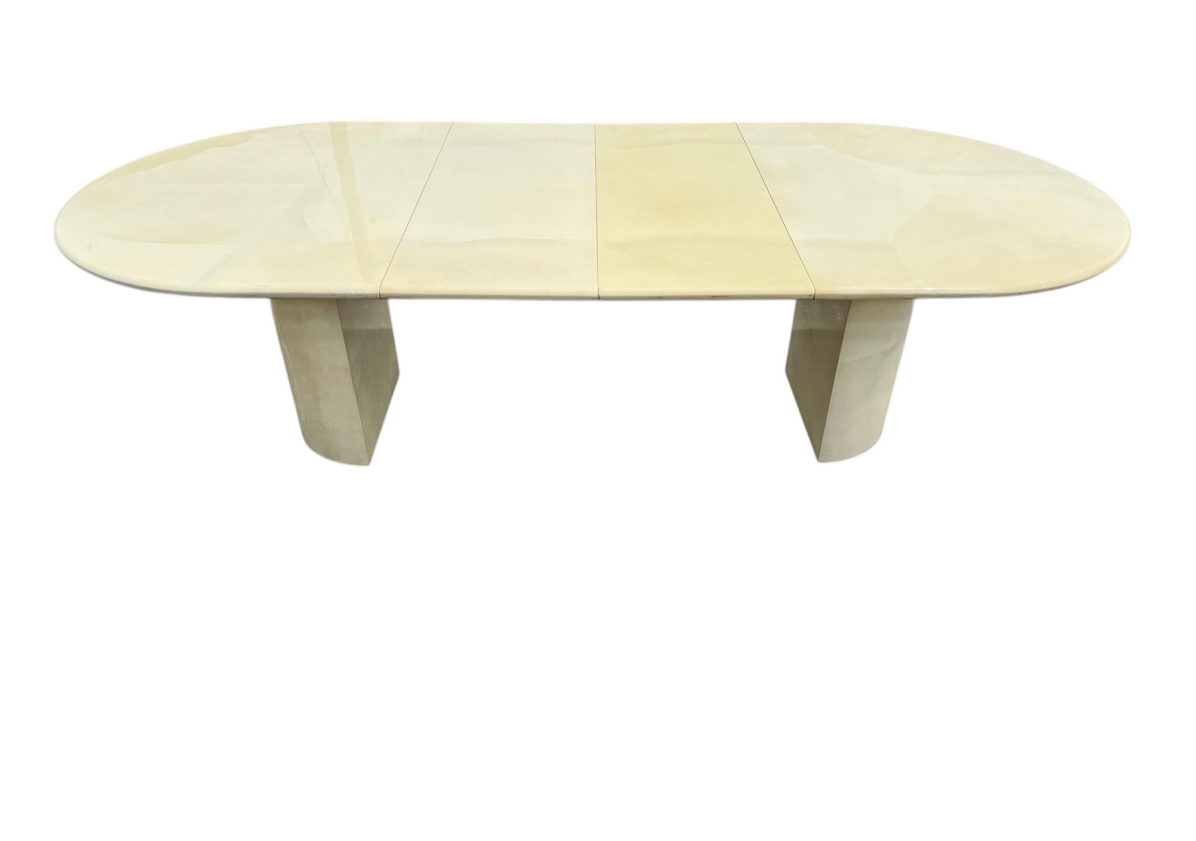 Post Modern Karl Springer Style Lacquered Dining Table For Sale 2