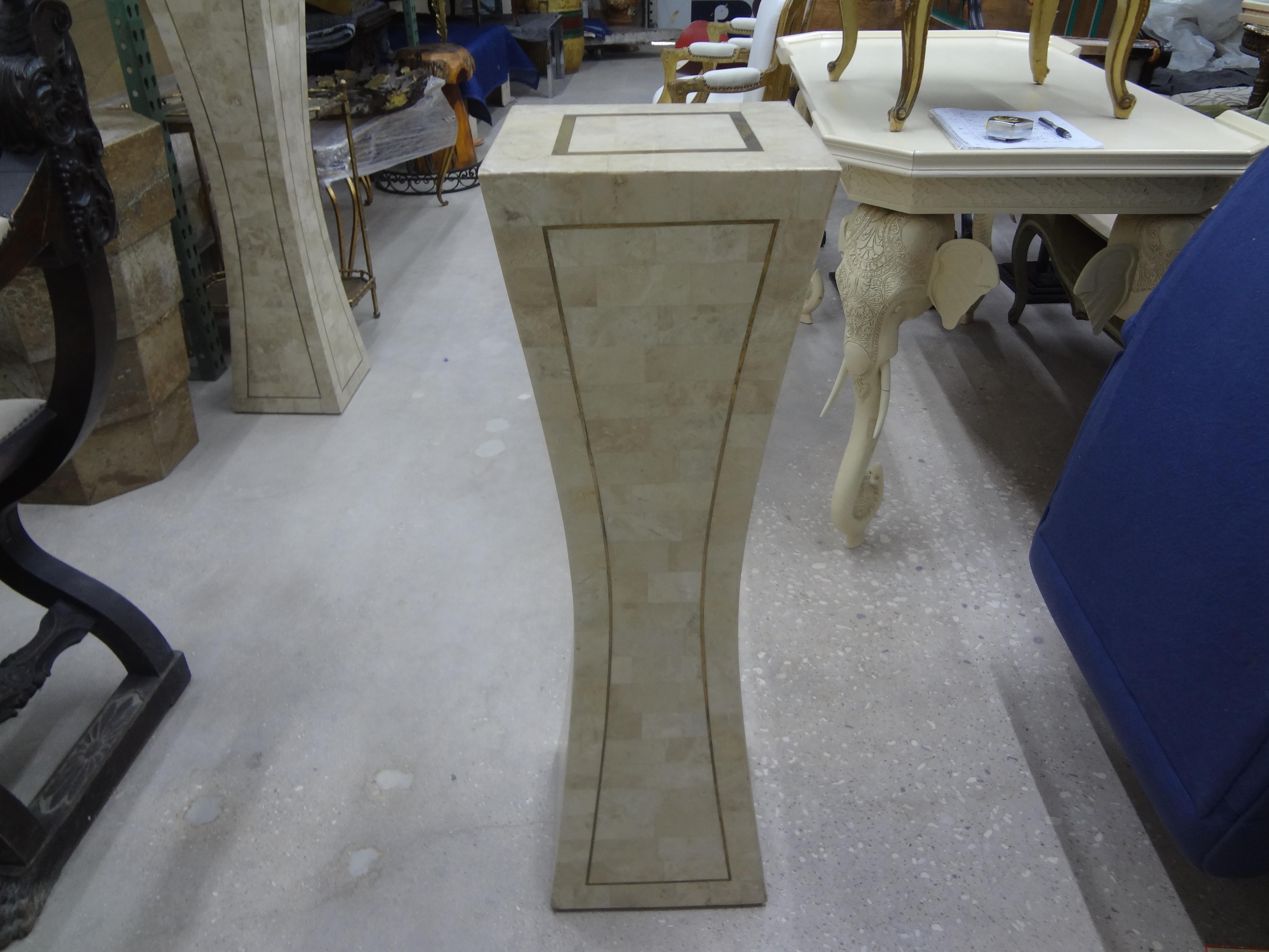 Large Tessellated Stone and Brass Pedestal For Sale 2