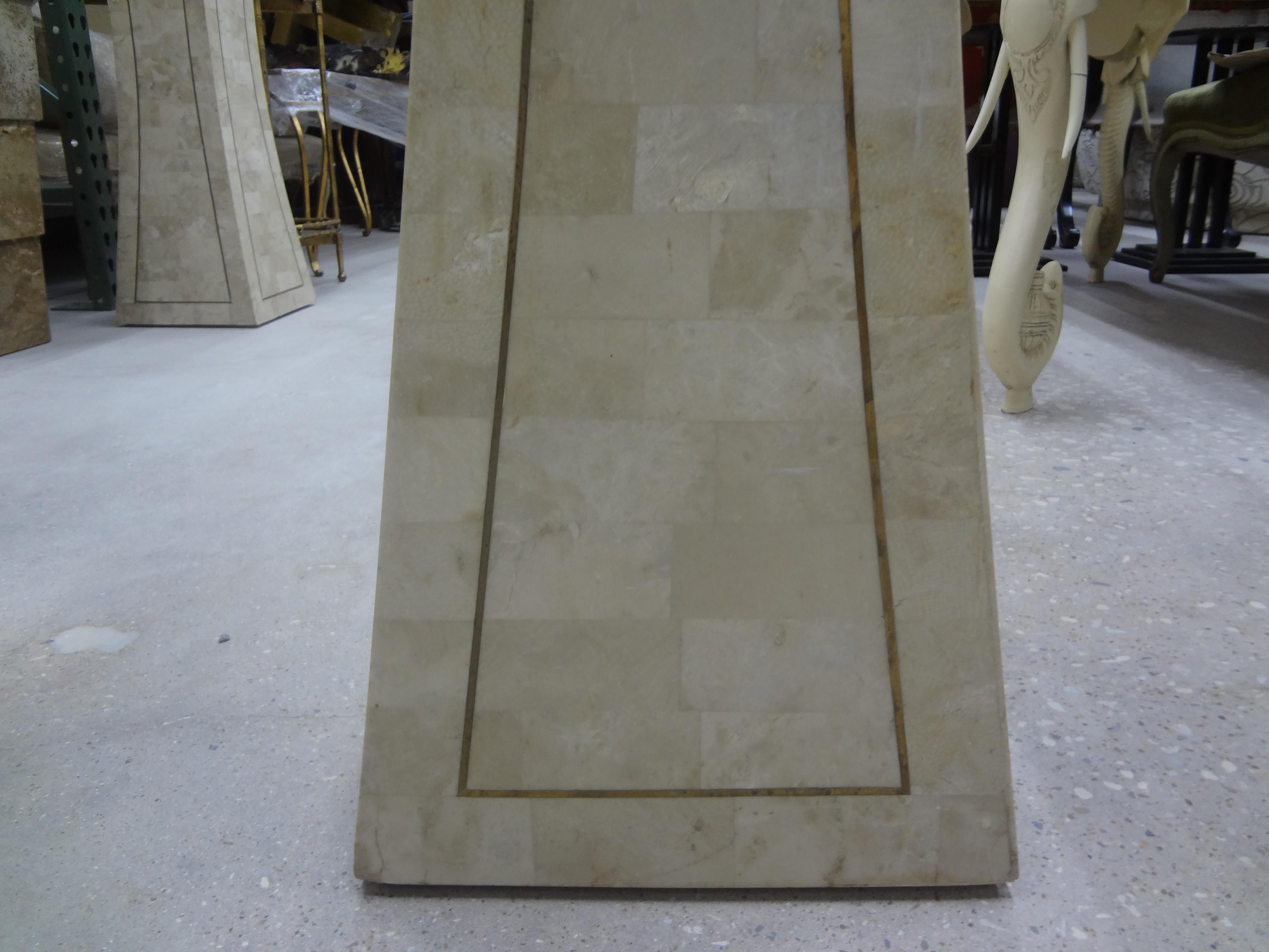 Large Tessellated Stone and Brass Pedestal For Sale 3