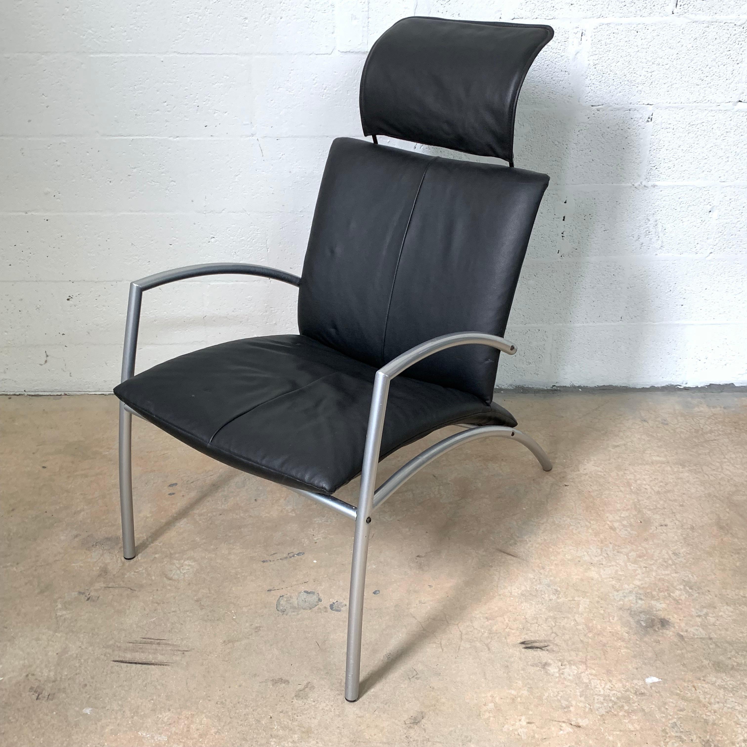 Danish Postmodern Kebe Leather Convertible Lounge or Armchair, Denmark For Sale