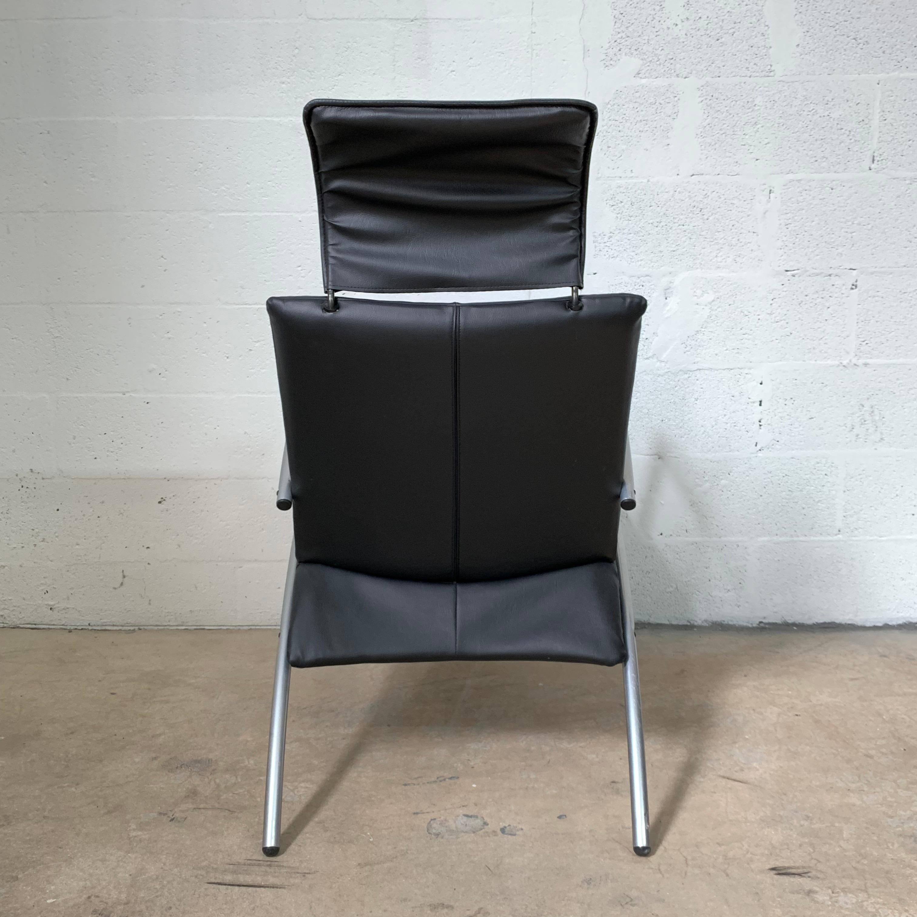 20th Century Postmodern Kebe Leather Convertible Lounge or Armchair, Denmark 1980s For Sale