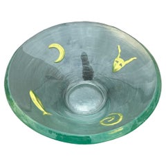 Post-modern Kiln-Formed Art Glass Bowl Gold w 24k inlaid by Jeffrey Andrews 1994