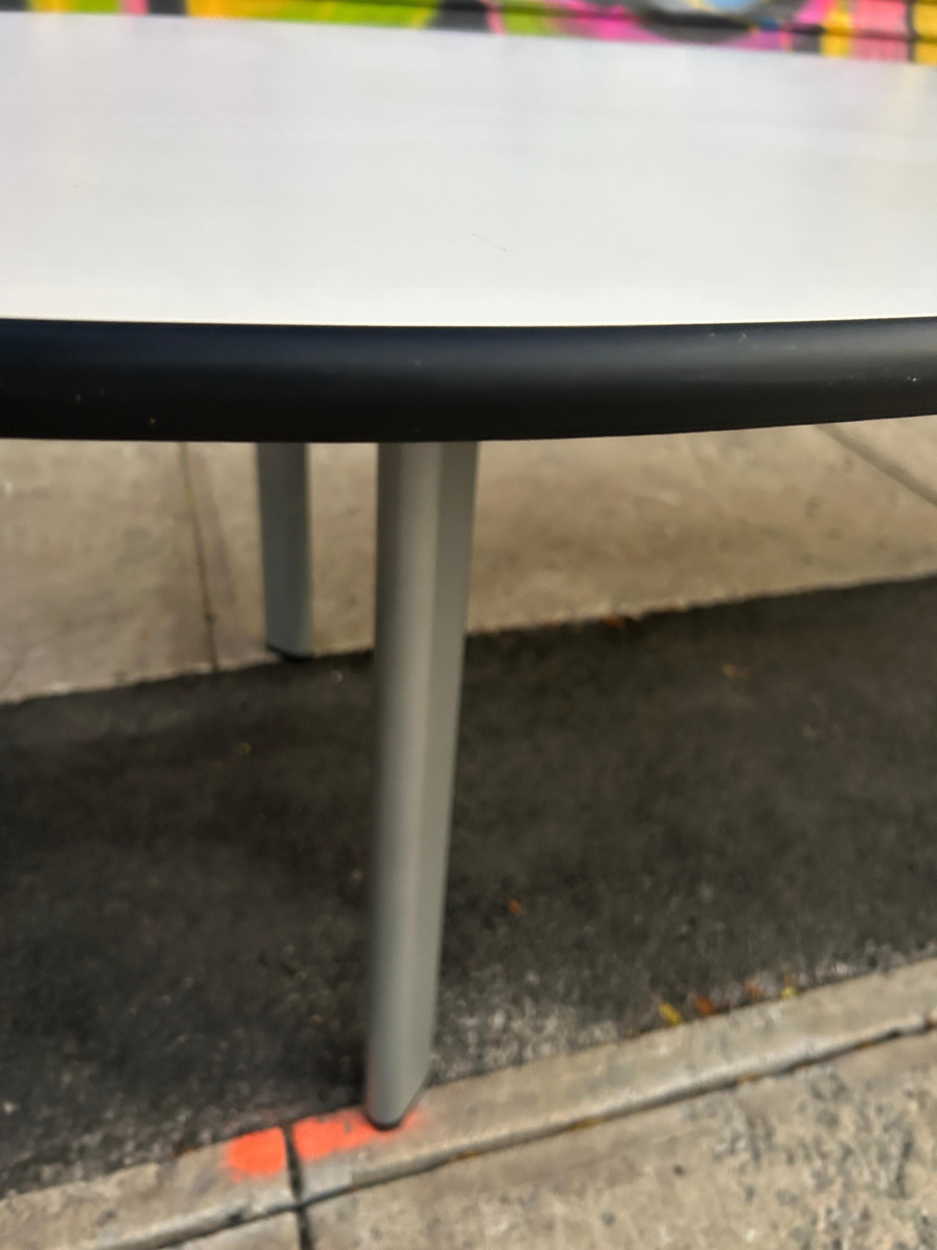 Steel Post modern Knoll white laminate racetrack dining table by joe d'urso For Sale