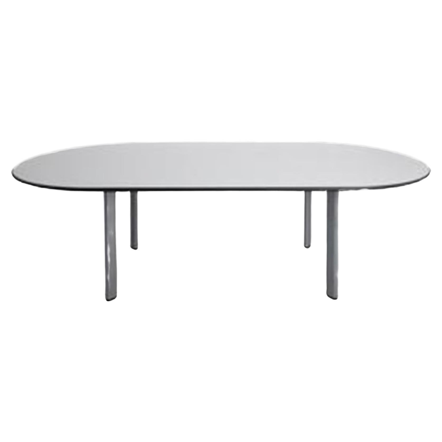 Post modern Knoll white laminate racetrack dining table by joe d'urso  For Sale