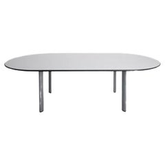 Used Post modern Knoll white laminate racetrack dining table by joe d'urso 