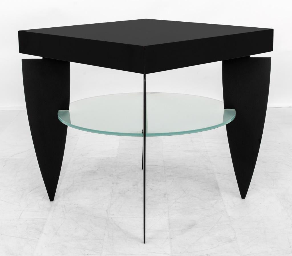 Post Modern Lacquer and Glass Occasional Table For Sale 2
