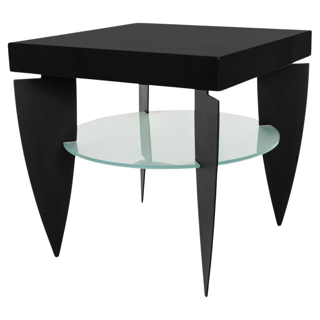 Post Modern Lacquer and Glass Occasional Table For Sale
