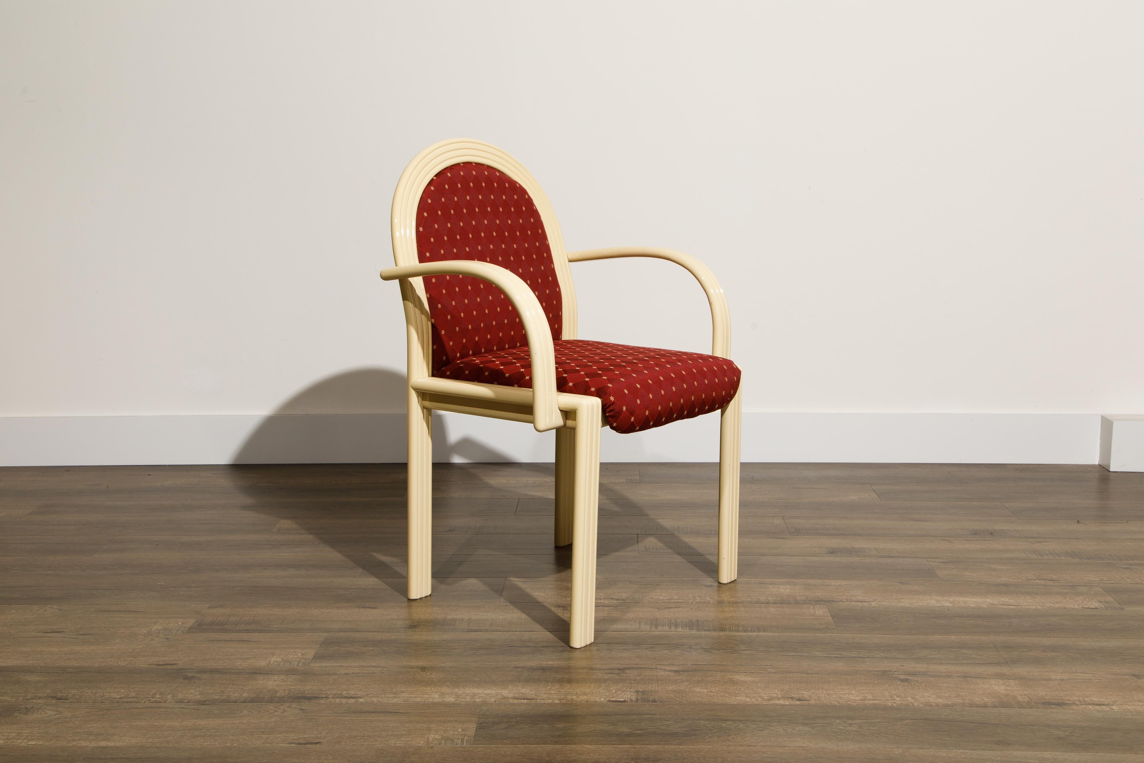 Late 20th Century Post-Modern Lacquered Goatskin Dining Set with Ten Chairs, 1970s Italy, Signed