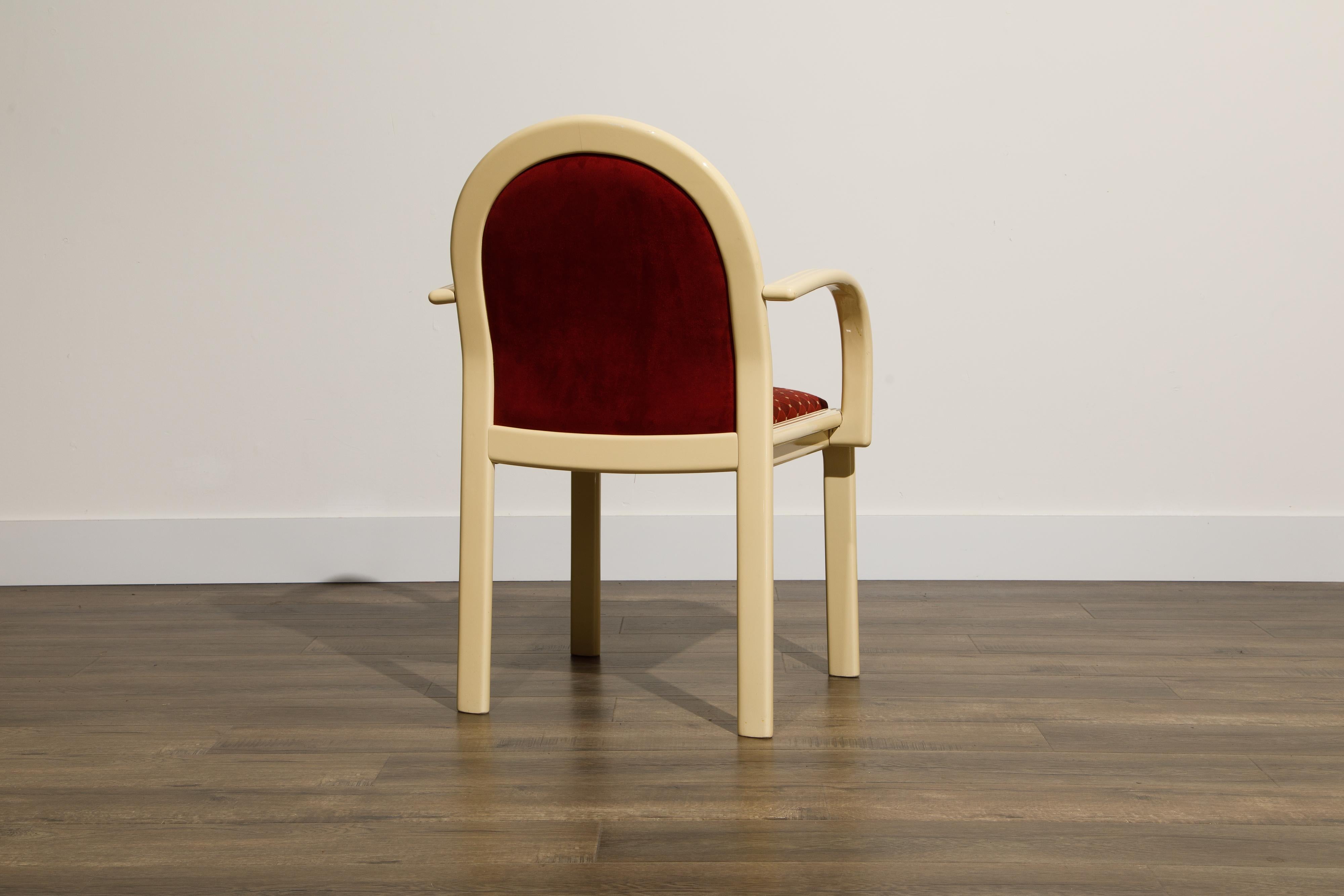 Post-Modern Lacquered Goatskin Dining Set with Ten Chairs, 1970s Italy, Signed 1