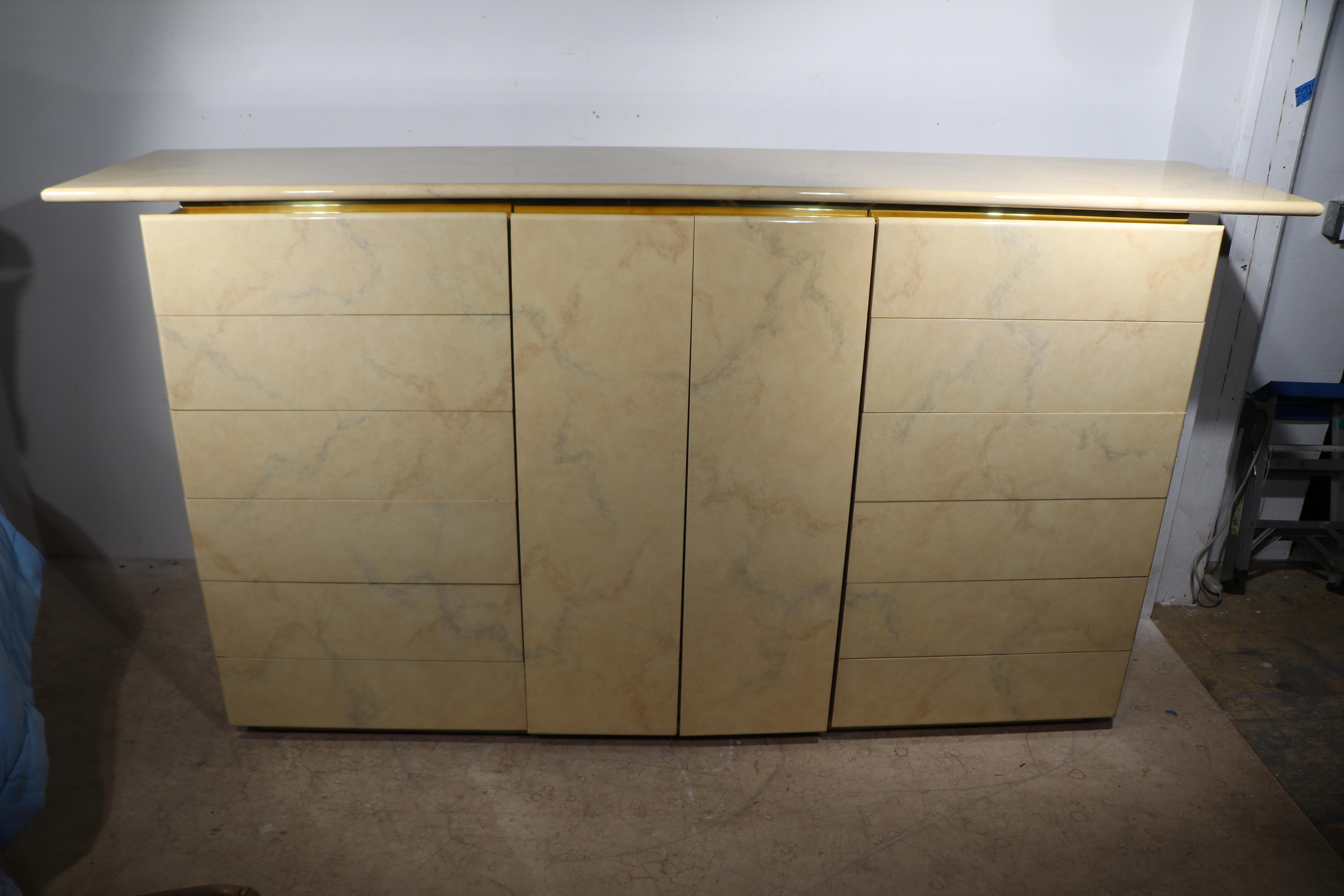 Post Modern Lacquered Wall Unit Entertainment Center Chest of Drawers c 1970/80s For Sale 11