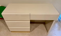 Post Modern Lacquered Writing Desk Table Vanity with Brass Accents