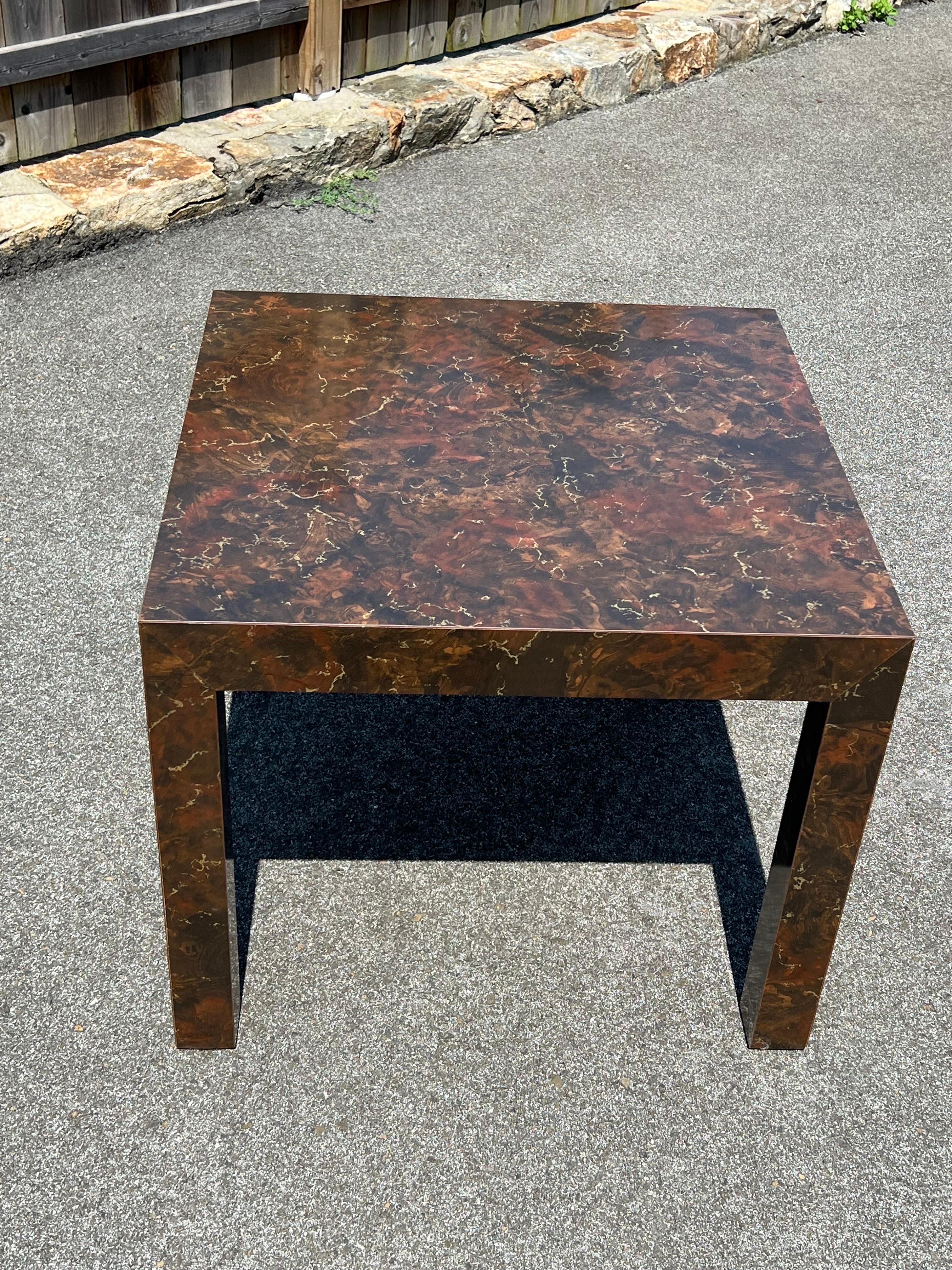 Late 20th Century Post Modern Laminate Tortoiseshell End Table  For Sale