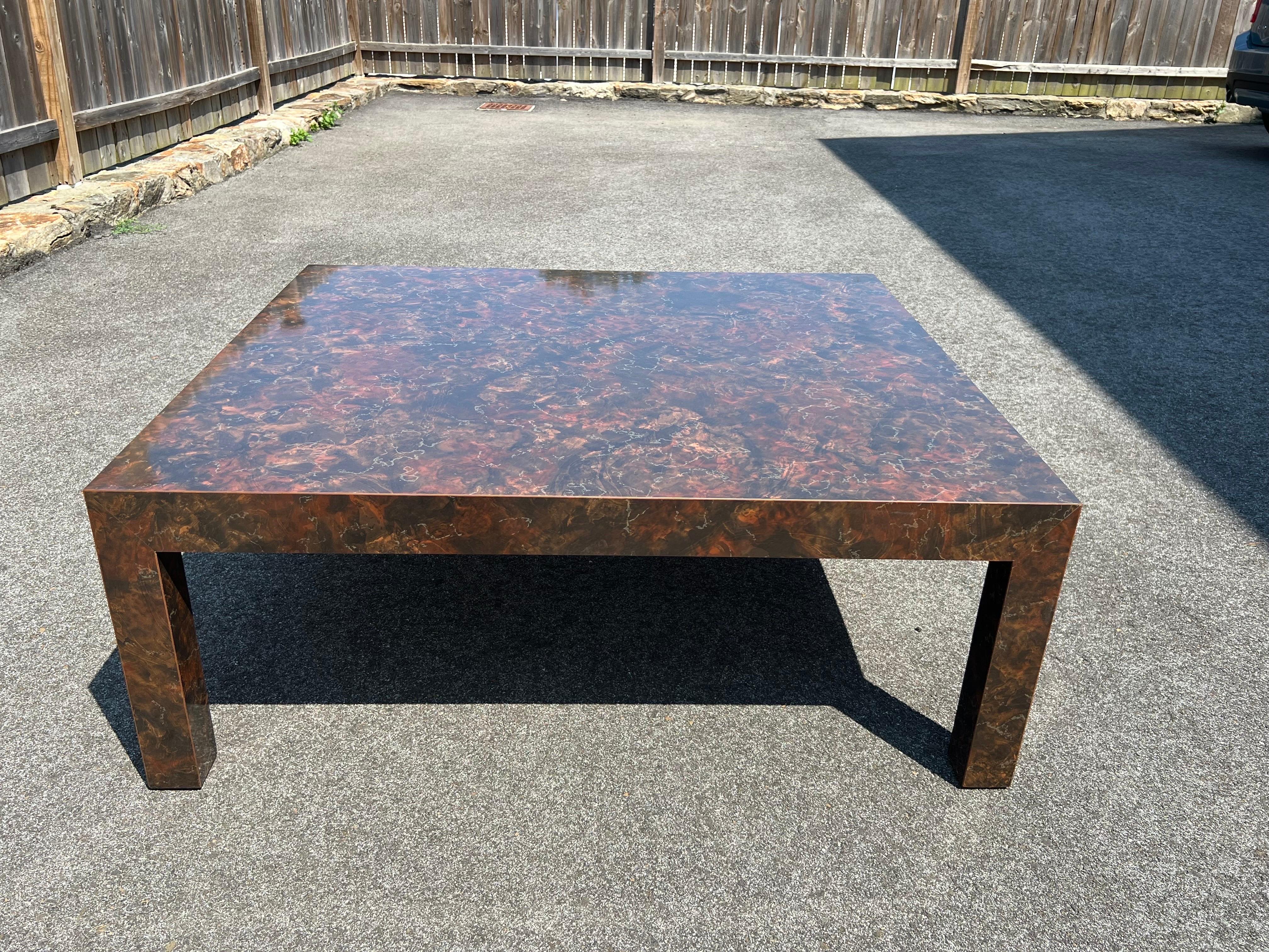 Late 20th Century Post Modern Laminated Tortoiseshell Coffee Table  For Sale