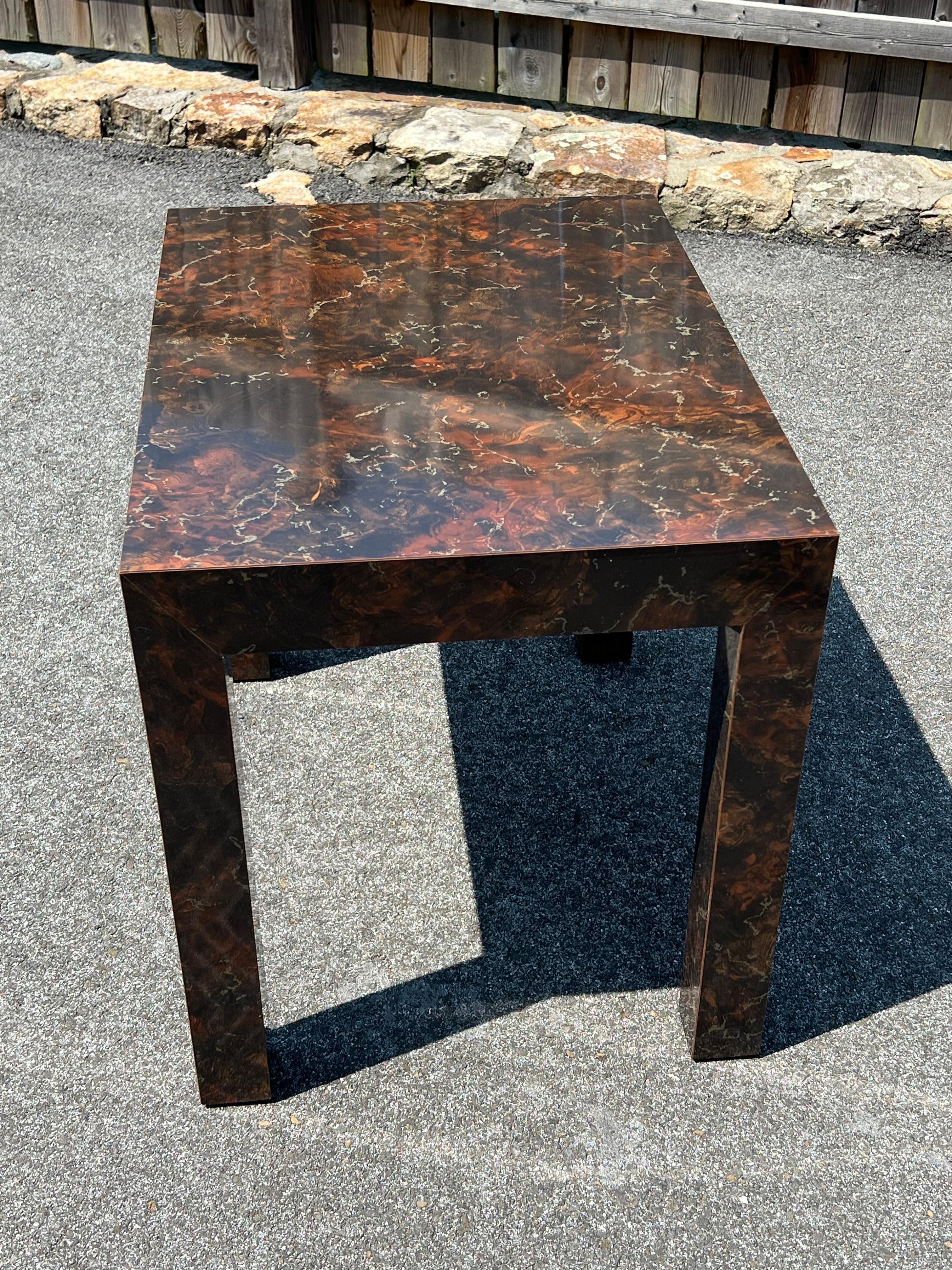 Post Modern Laminated Tortoiseshell Table  For Sale 4
