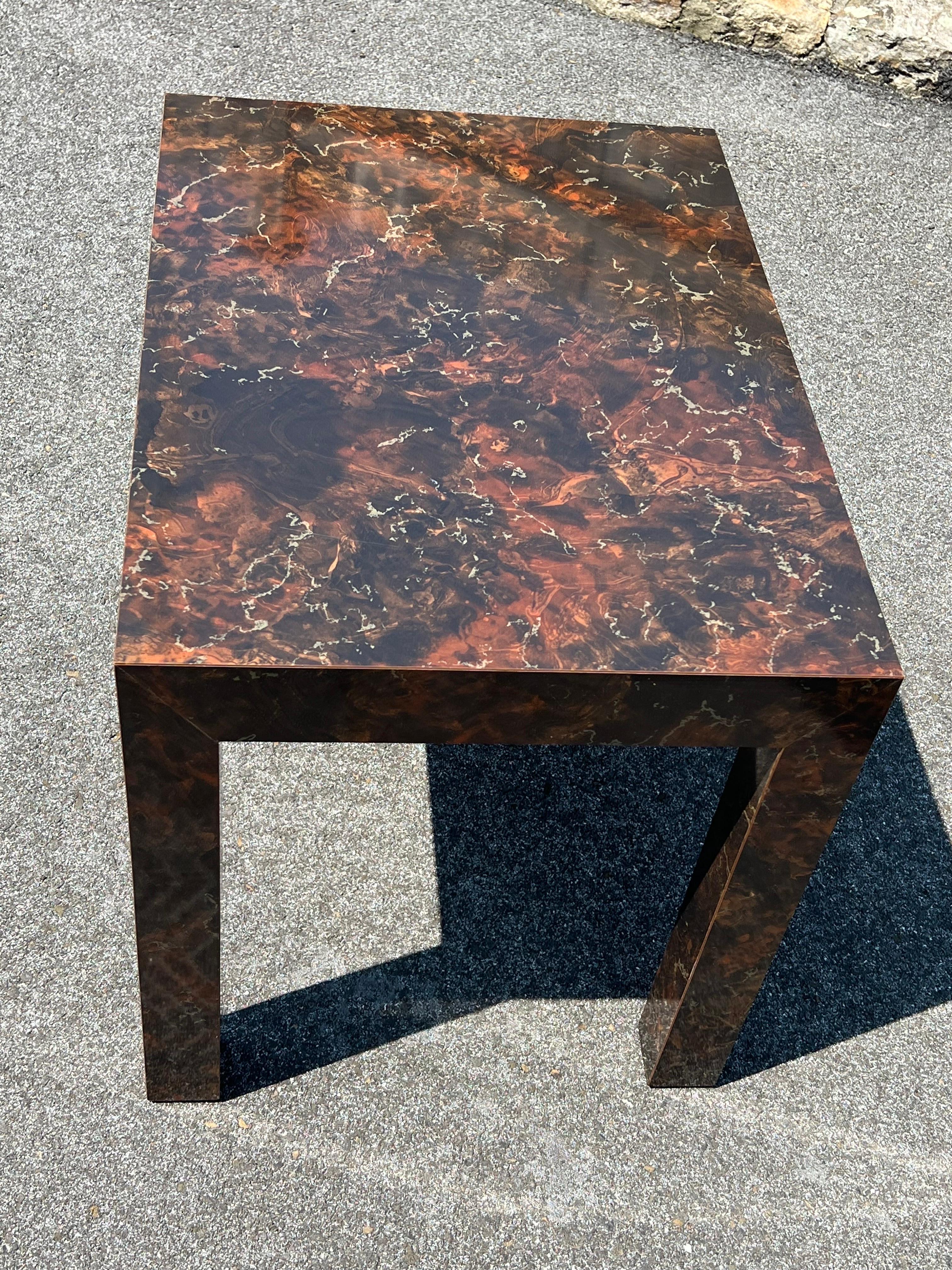 Post Modern Laminated Tortoiseshell Table  For Sale 6