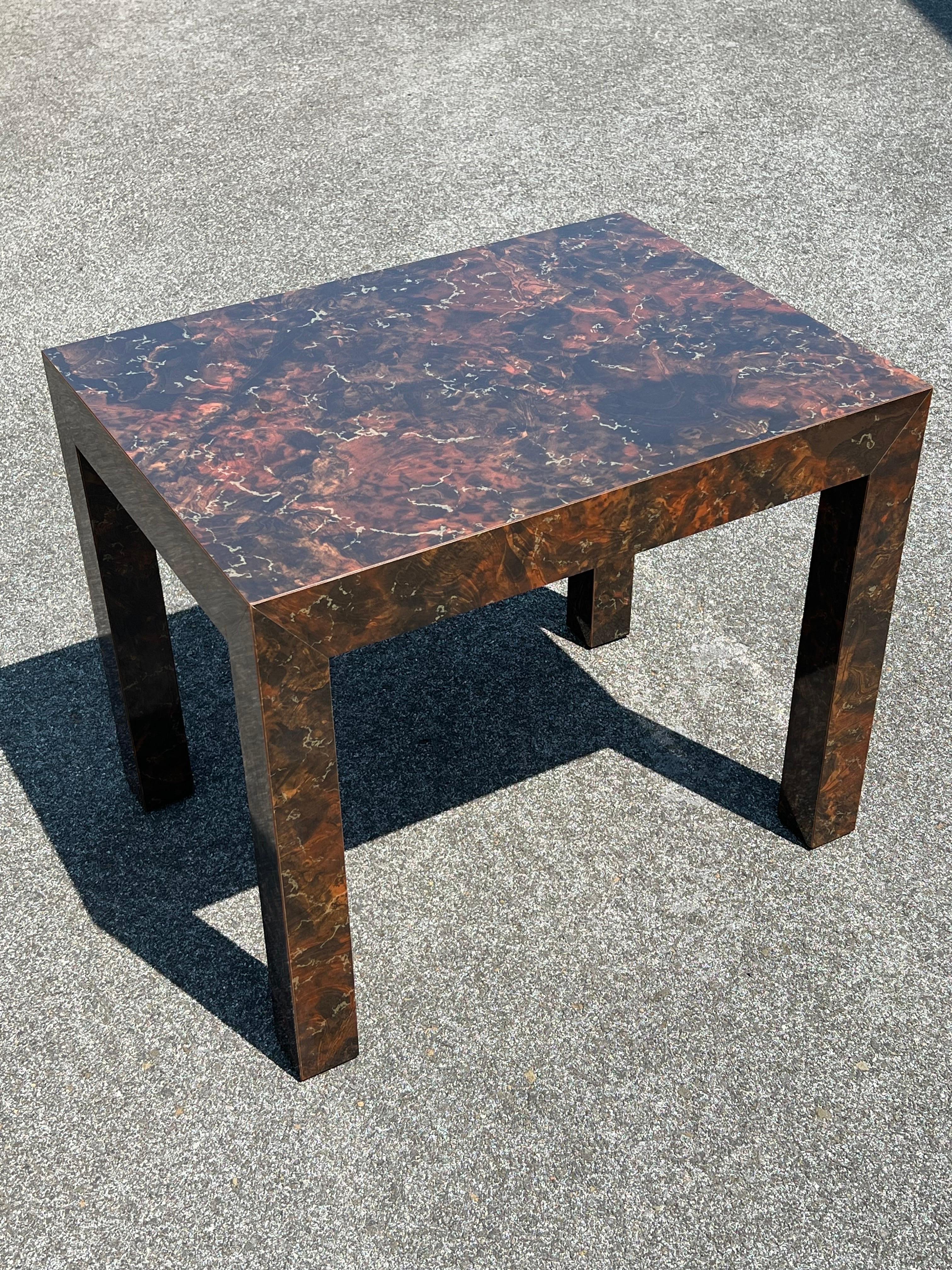 Post Modern Laminated Tortoiseshell Table  For Sale 9