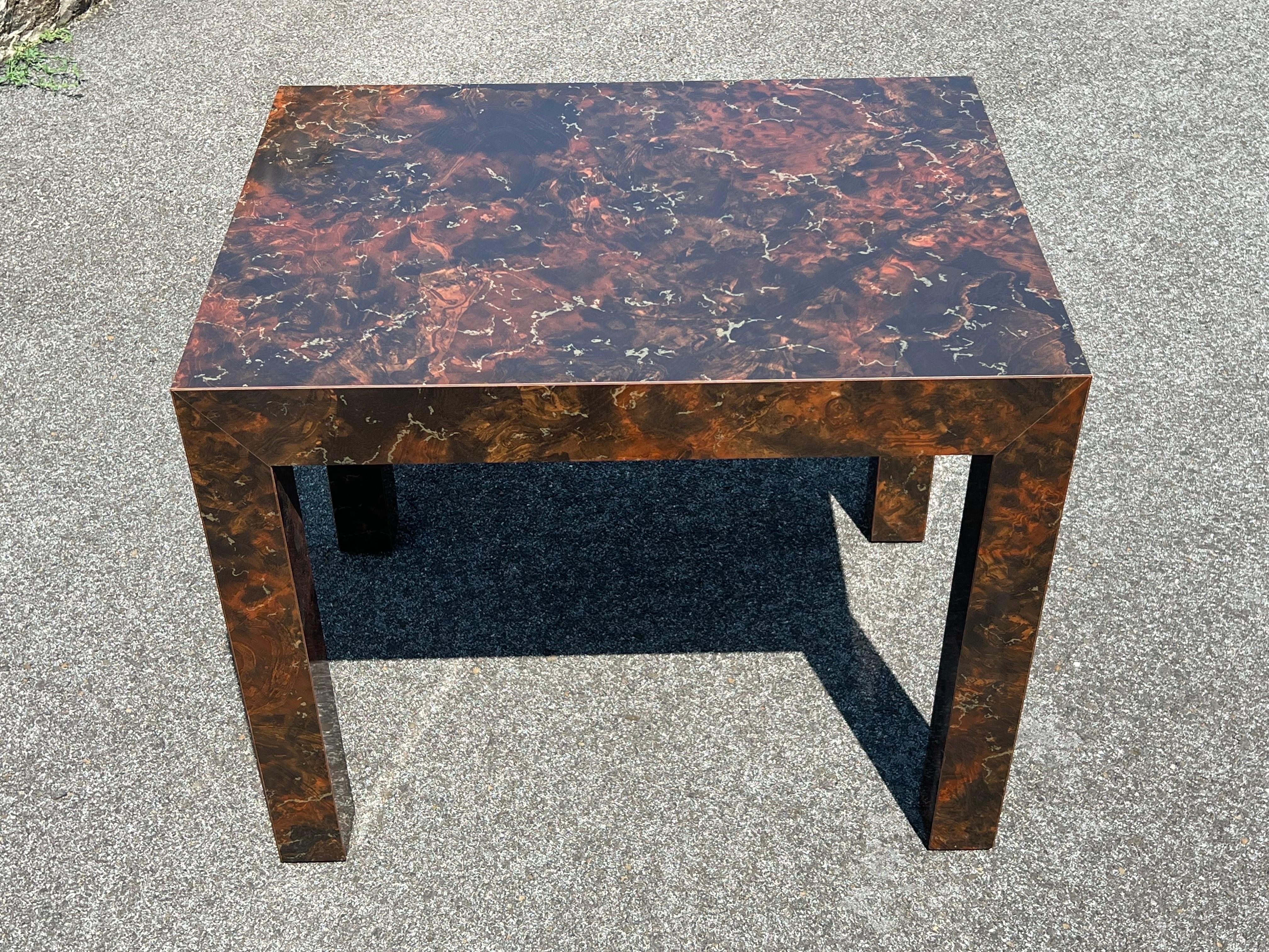 Post-Modern Post Modern Laminated Tortoiseshell Table  For Sale