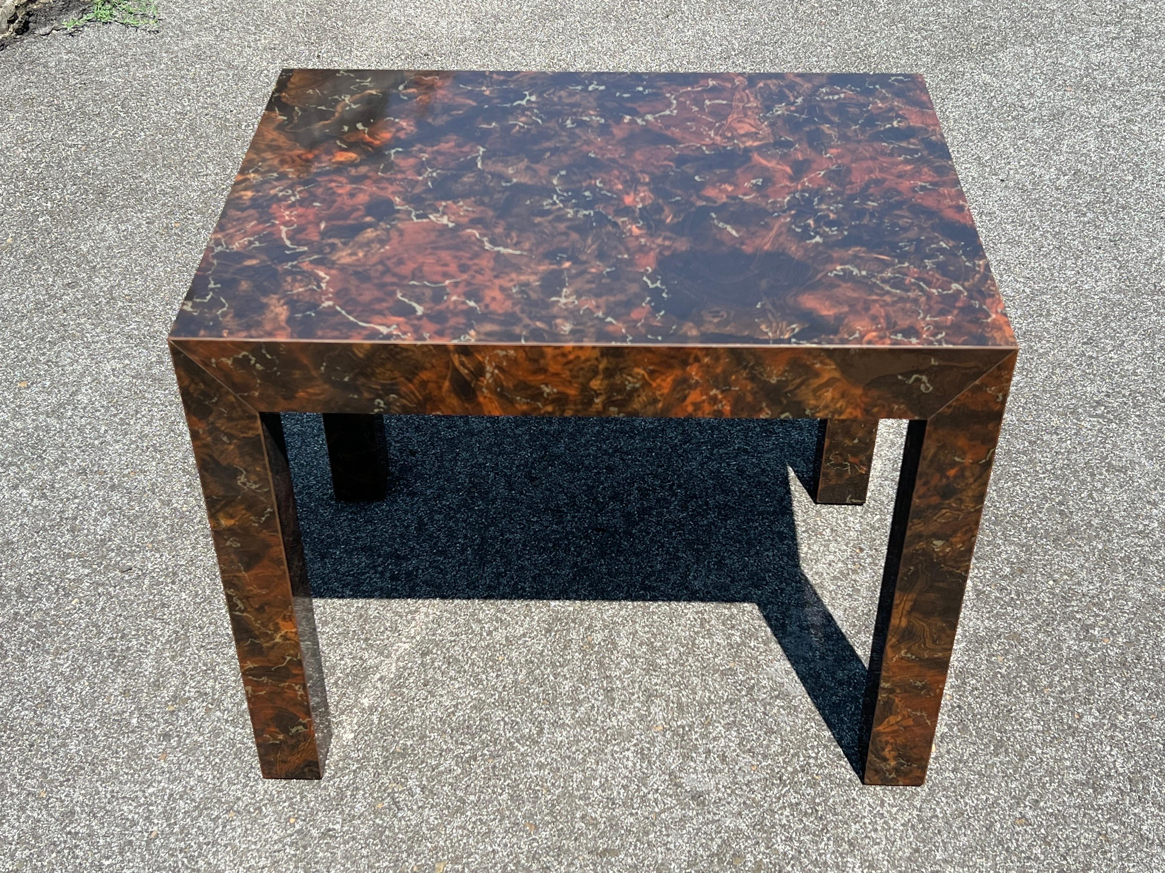 Post Modern Laminated Tortoiseshell Table  For Sale 1
