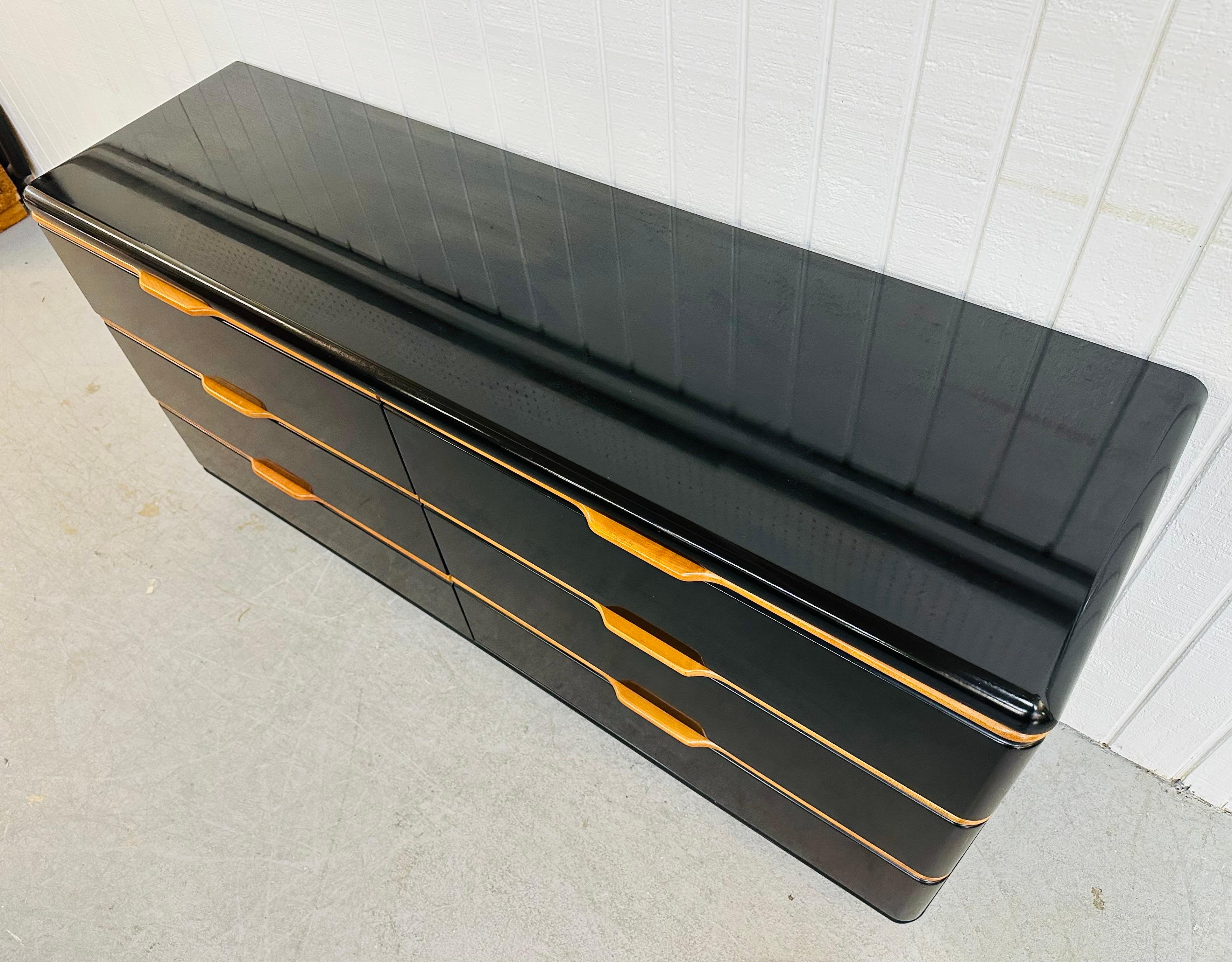 Post Modern Lane Black Lacquered Dresser In Good Condition In Clarksboro, NJ