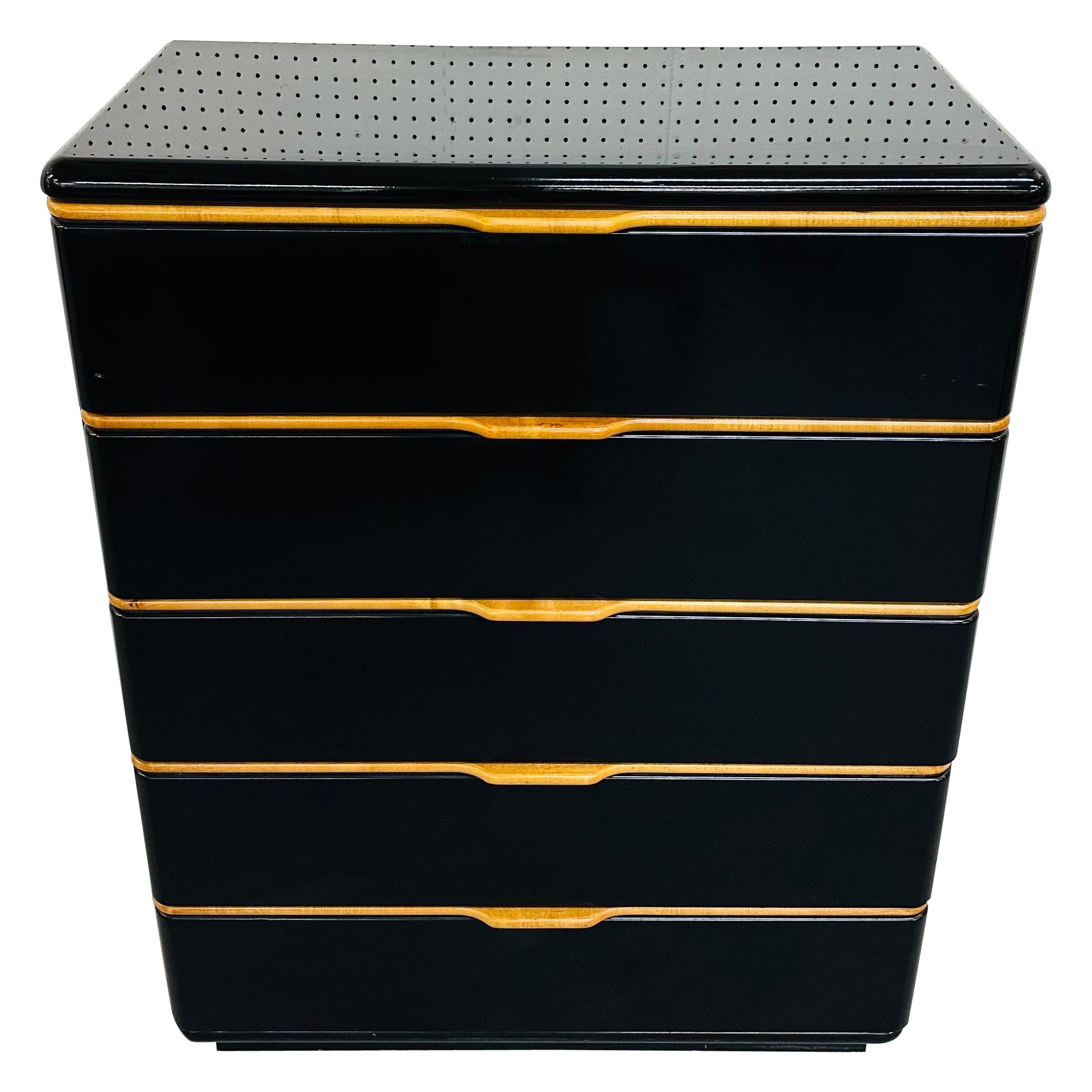 Post Modern Lane Black Lacquered High Chest
