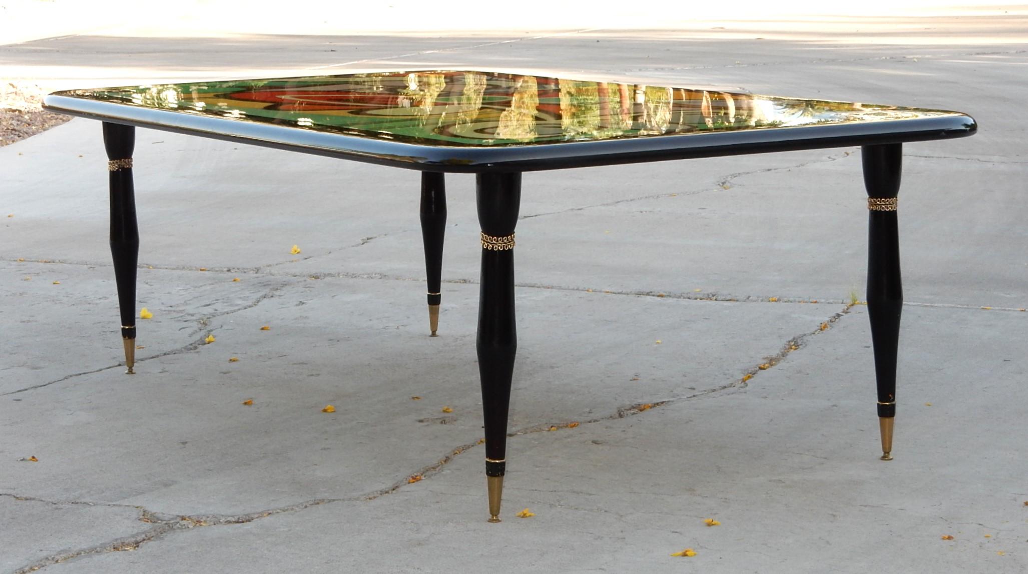 Post-Modern Laquered Picasso Art Cocktail Table In Good Condition For Sale In Las Vegas, NV