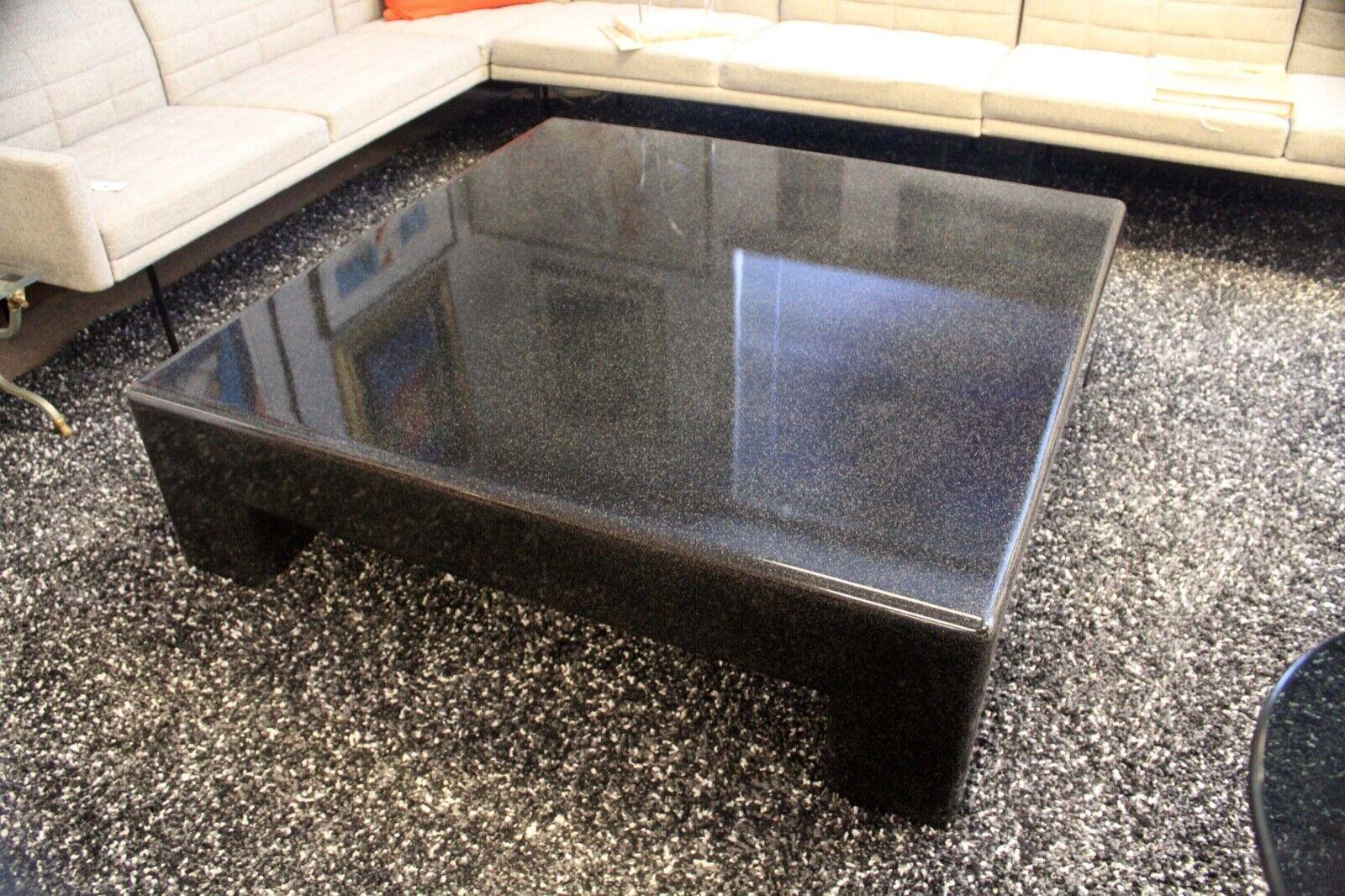 Post Modern Large Monumental Composite Stone Black Square Coffee Table In Good Condition In Keego Harbor, MI