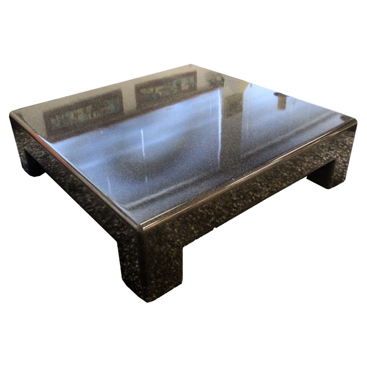 Post Modern Large Monumental Composite Stone Black Square Coffee Table