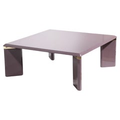 Post Modern  Lavender Lacquer and Brass Coffee Table c 1970/1990
s