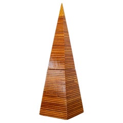 Vintage Post Modern Layered Wood Pyramid Candle Holder