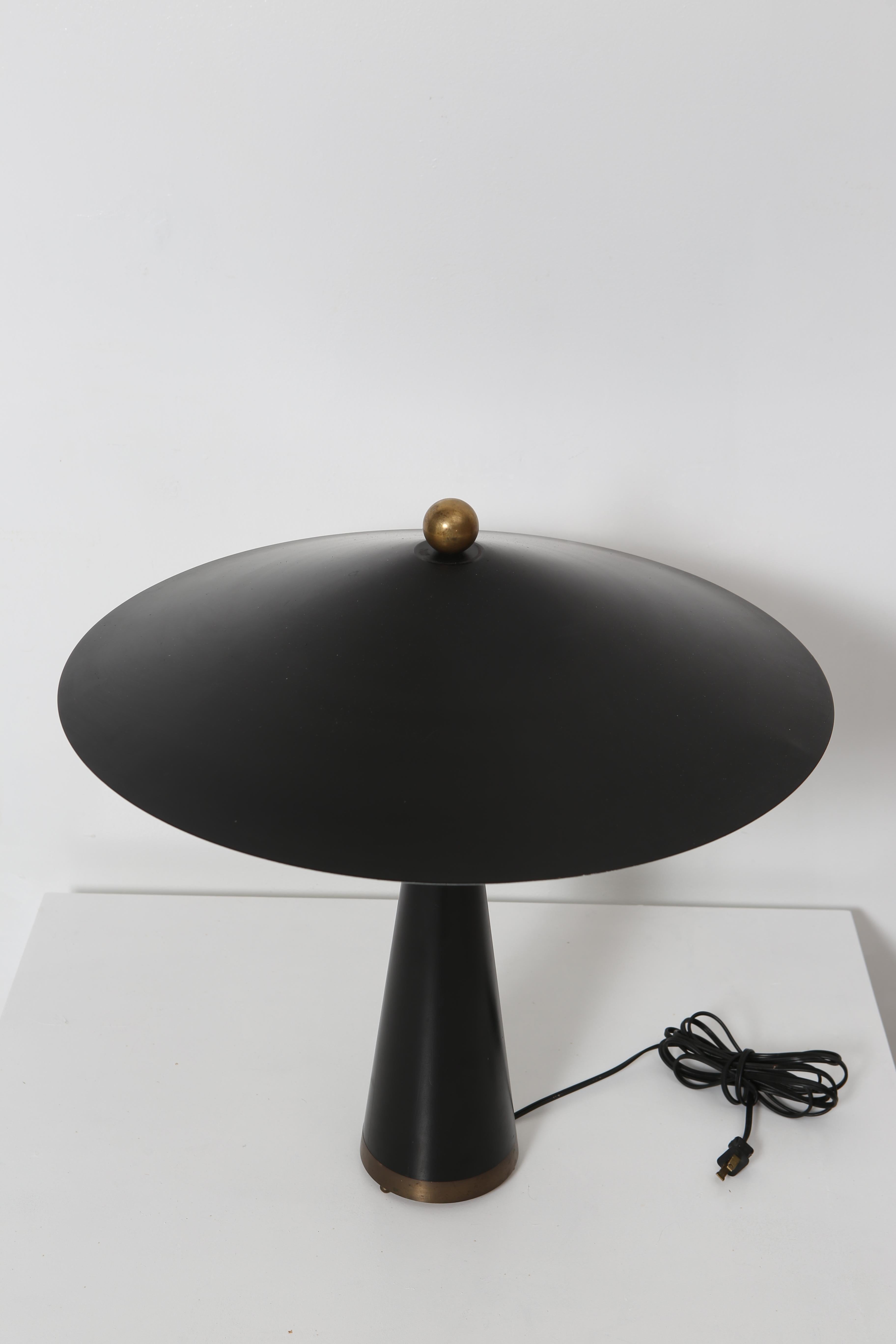 American Post-Modern Leather and Brass Studio-Made Lamp